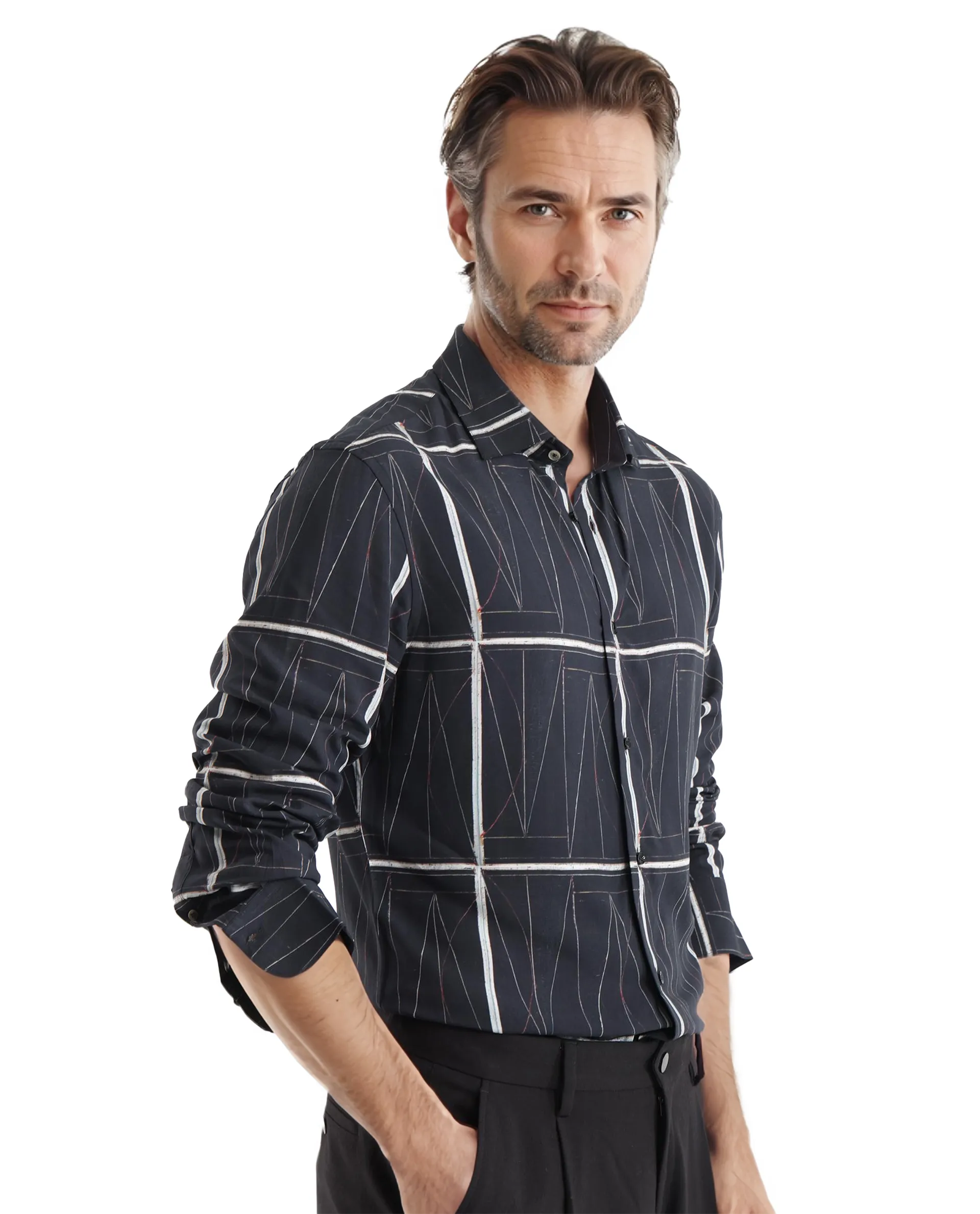 Rare Rabbit Men's Zilon Black Viscose Abstract Print Regular Fit Full Sleeve Collared Shirt - Image 8