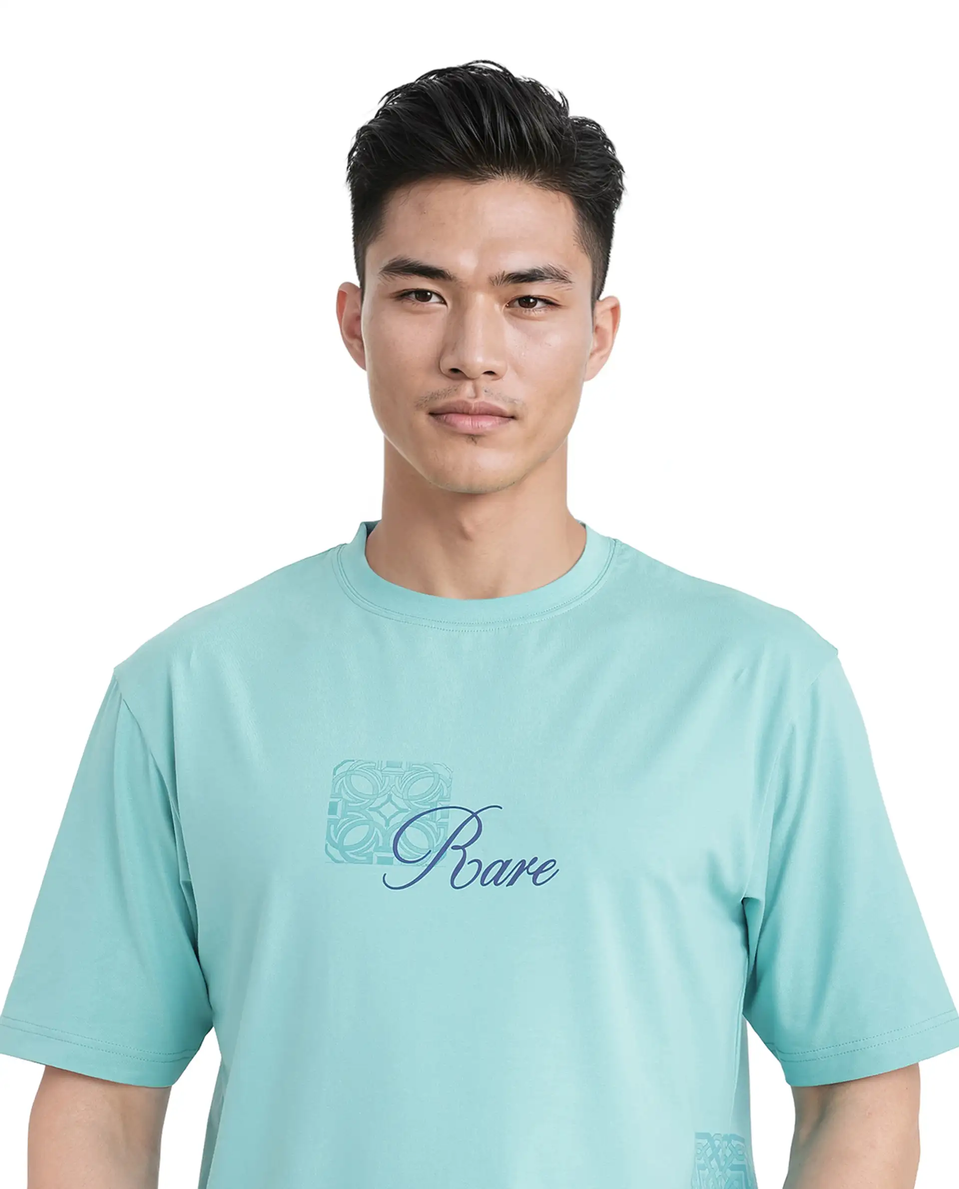 Rare Rabbit Men's Zilos Light Green Cotton Blend Graphic Print Oversized Fit Half Sleeve Crew Neck T-Shirt - Image 6
