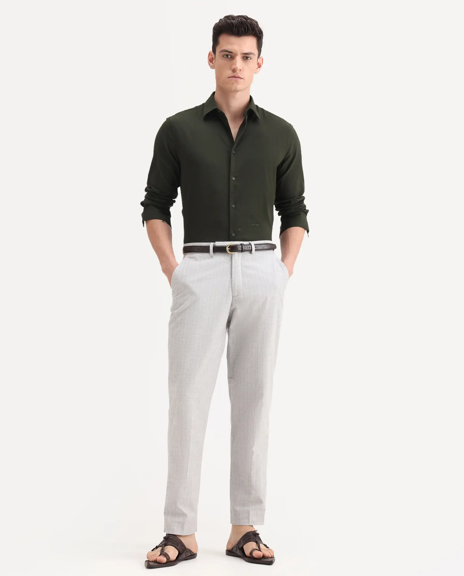 Rare Rabbit Men's Zimba Grey Polyester Blend Striped Print Straight Fit Trouser - Image 6