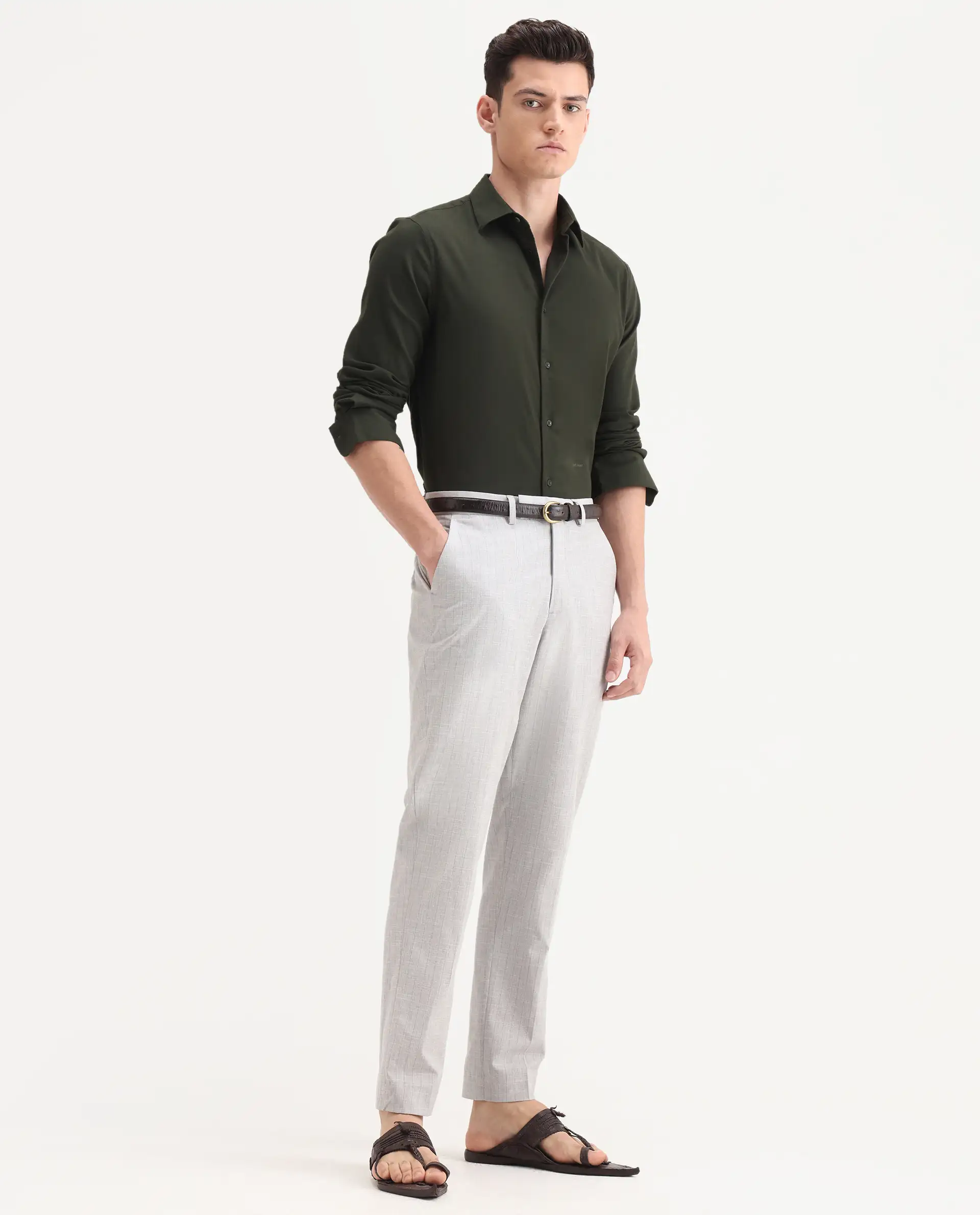 Rare Rabbit Men's Zimba Grey Polyester Blend Striped Print Straight Fit Trouser - Image 7