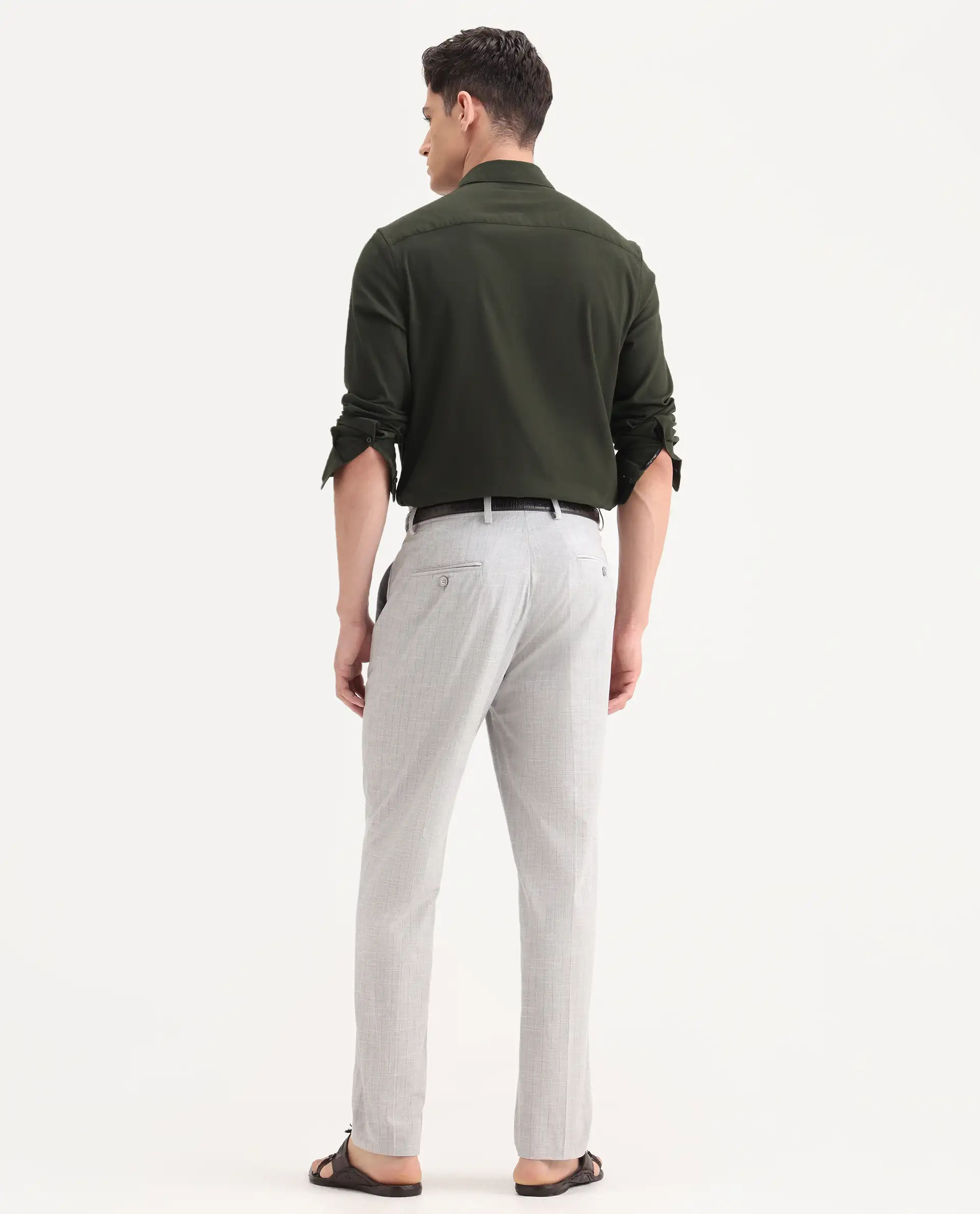 Rare Rabbit Men's Zimba Grey Polyester Blend Striped Print Straight Fit Trouser - Image 8