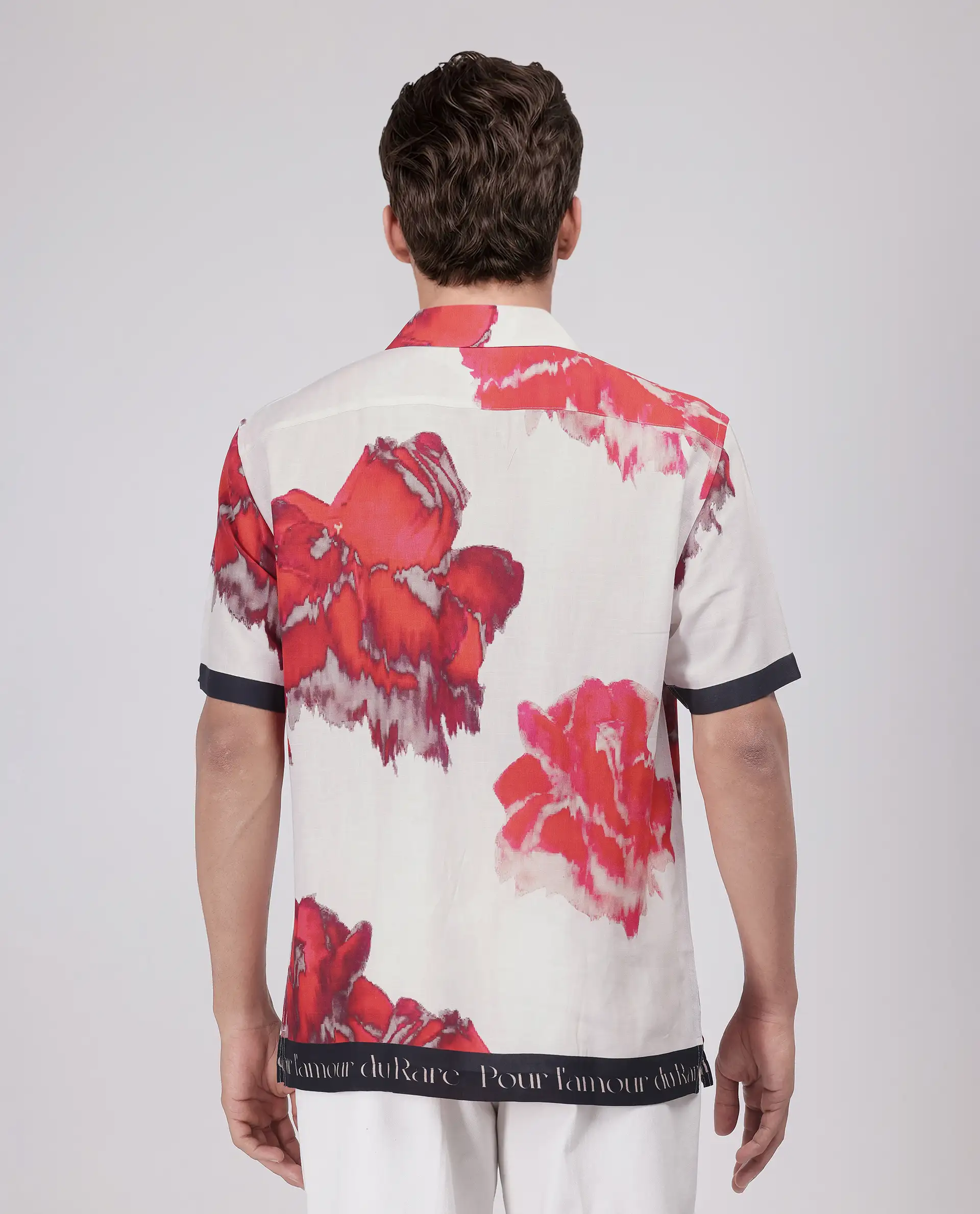Rare Rabbit Men's Zime Beige Viscose Floral Print Boxy Fit Half Sleeve Cuban Collar Shirt - Image 4