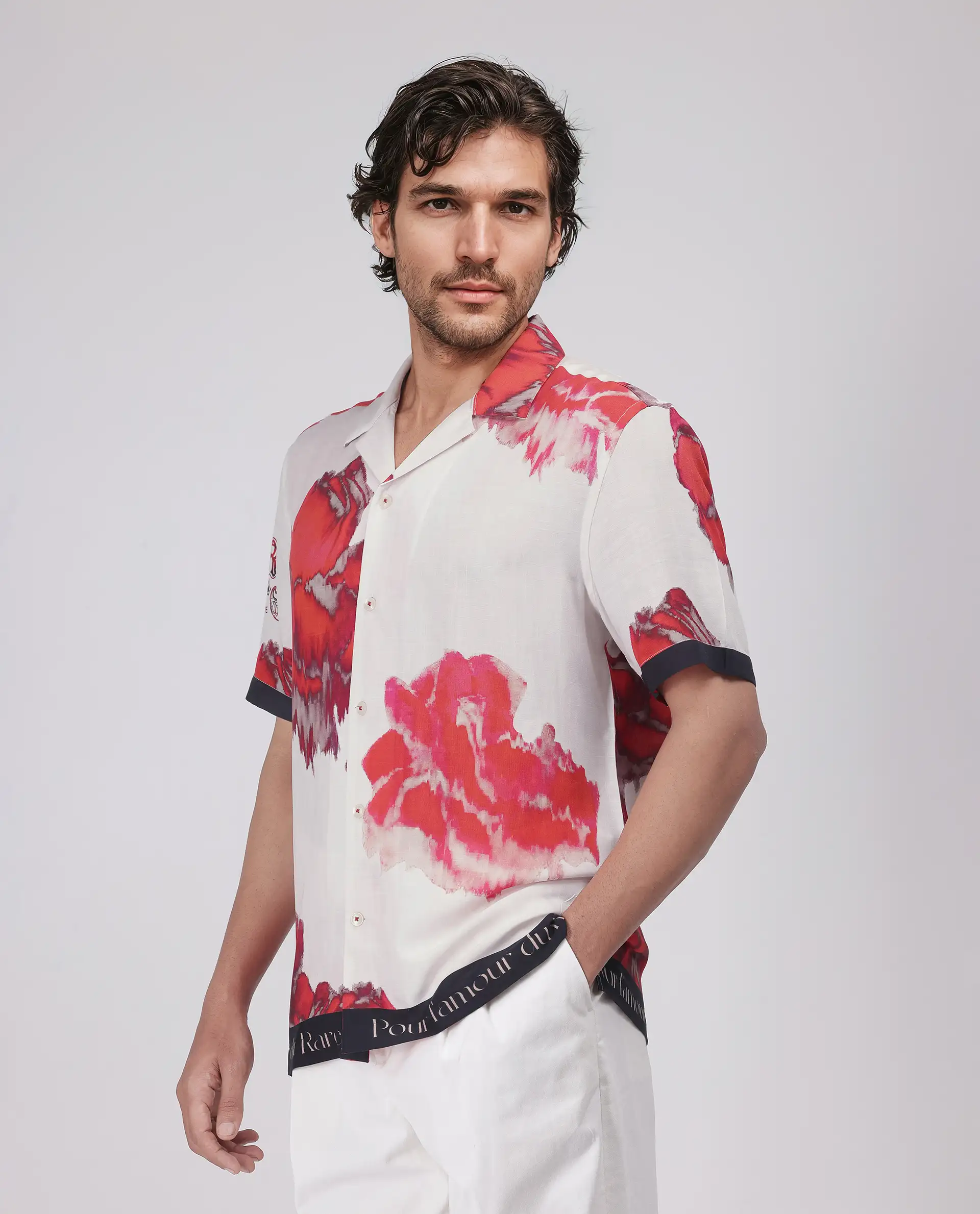 Rare Rabbit Men's Zime Beige Viscose Floral Print Boxy Fit Half Sleeve Cuban Collar Shirt - Image 5