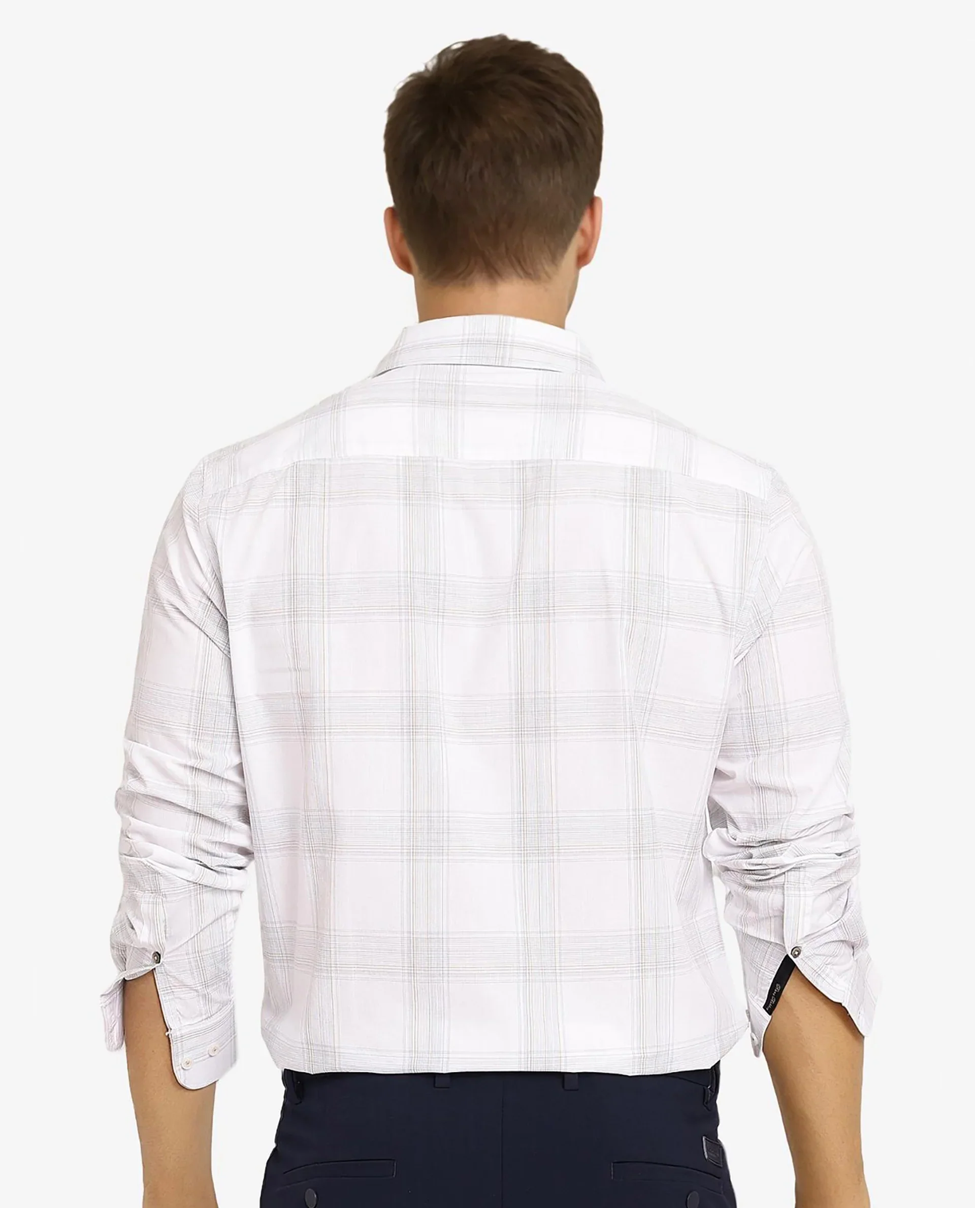 Rare Rabbit Men's Zinga White Cotton Checked Print Regular Fit Full Sleeve Collared Shirt - Image 4
