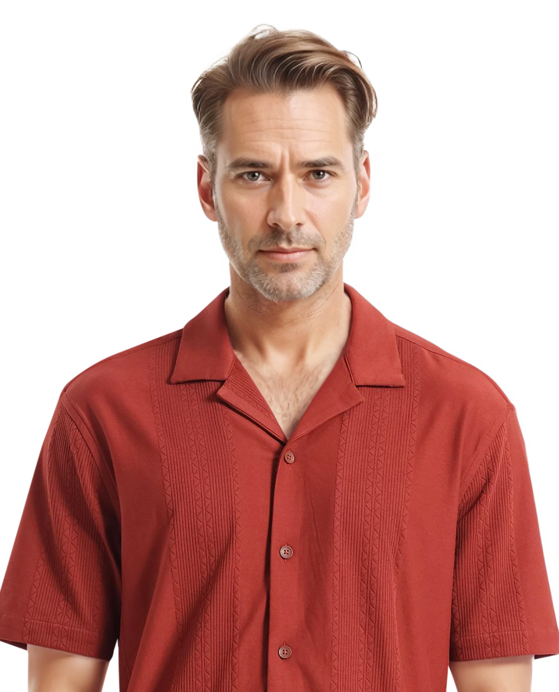Rare Rabbit Men's Zino Brown Cotton Plain Boxy Fit Half Sleeve Cuban Collar Shirt - Image 7