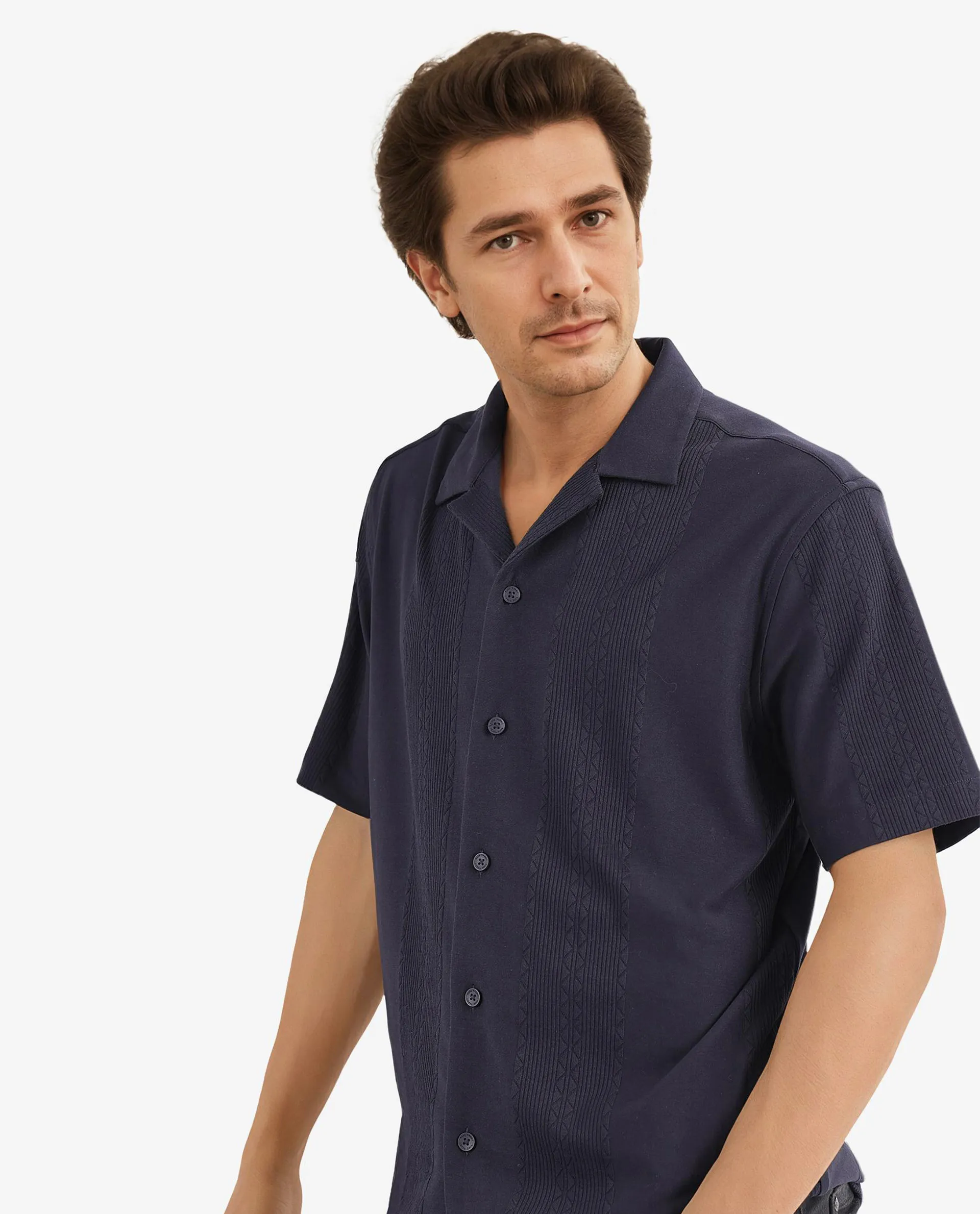 Rare Rabbit Men's Cotton Plain Boxy Fit Half Sleeve Cuban Collar Shirt - Image 8