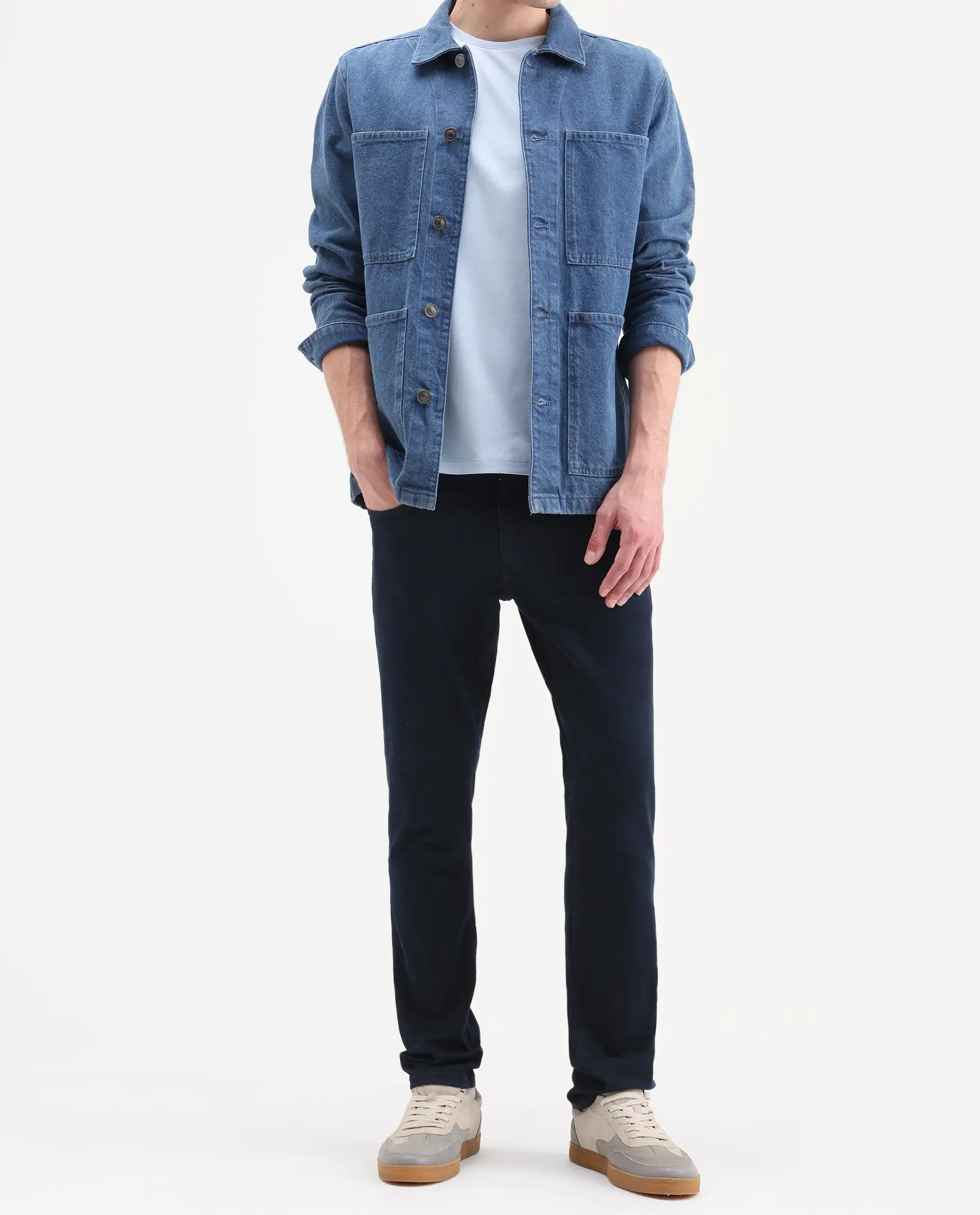 Rare Rabbit Men's Zint Dark Navy Cotton Blend Fabric Shank And Zipper Hawk Slim Plain Jeans - Image 2