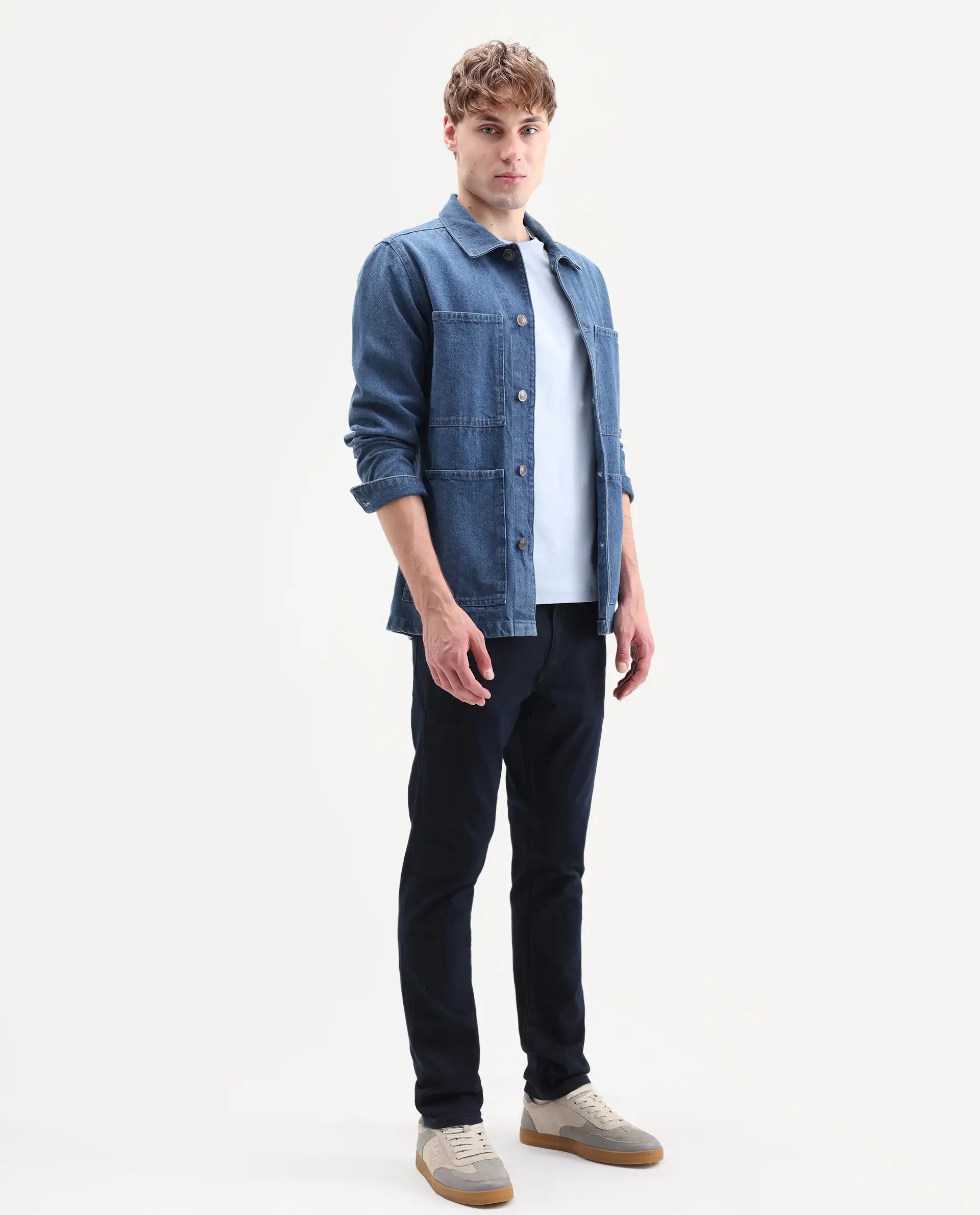 Rare Rabbit Men's Zint Dark Navy Cotton Blend Fabric Shank And Zipper Hawk Slim Plain Jeans - Image 7