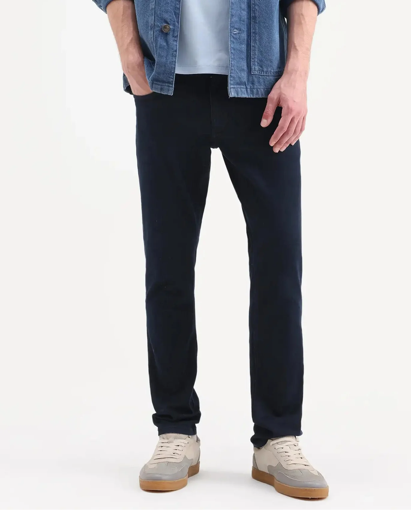 Rare Rabbit Men's Zint Dark Navy Cotton Blend Fabric Shank And Zipper Hawk Slim Plain Jeans - Image 9
