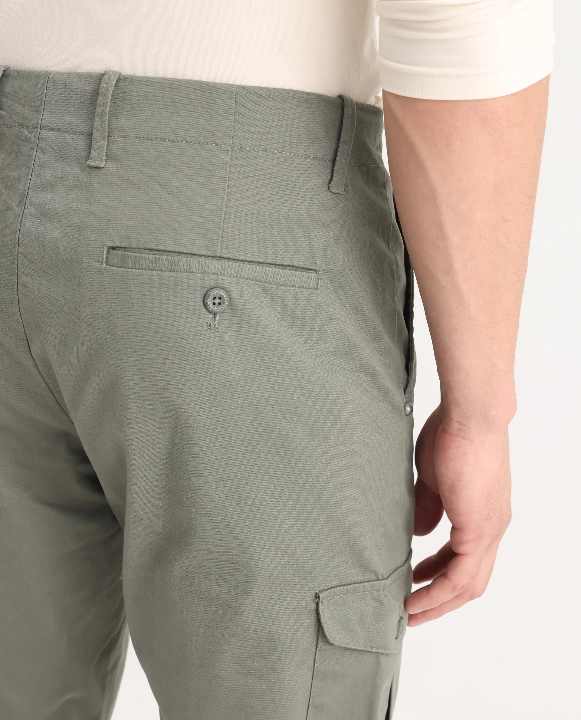 Rare Rabbit Men's Zipe Dusky Olive Cotton Plain Regular Fit Trouser - Image 6