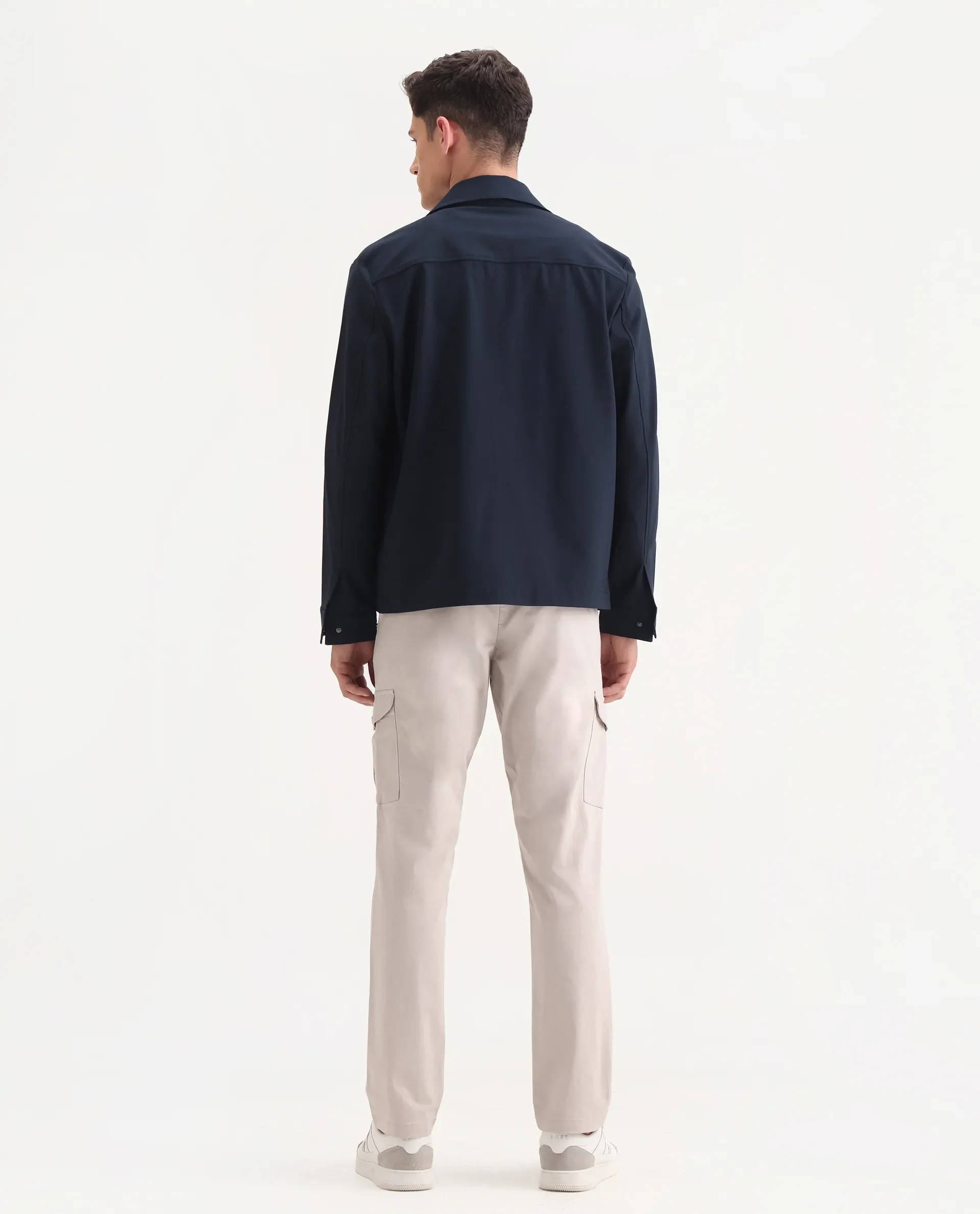 Rare Rabbit Men's Zipe Light Grey Cotton Plain Regular Fit Trouser - Image 9
