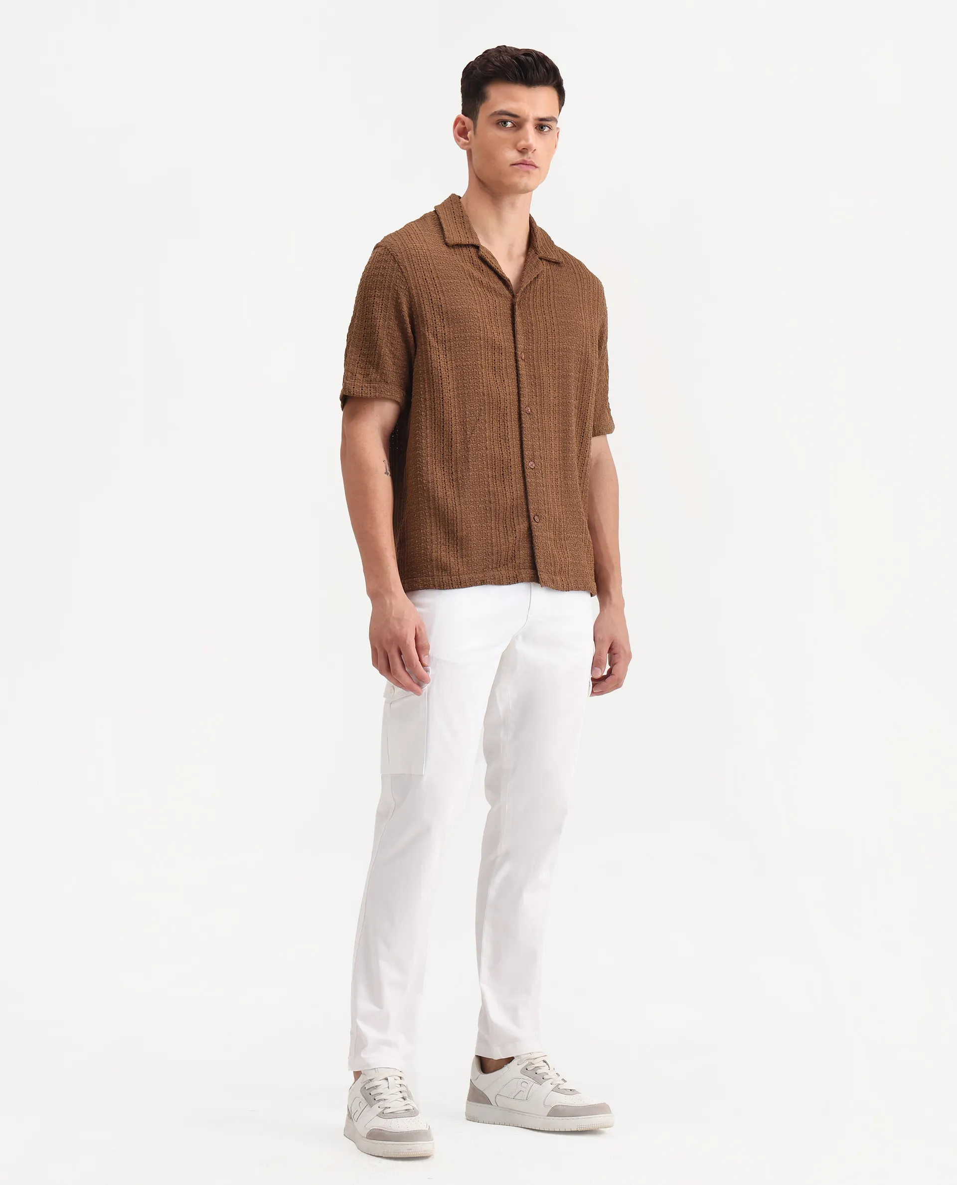 Rare Rabbit Men's Zipe White Cotton Plain Regular Fit Trouser - Image 5