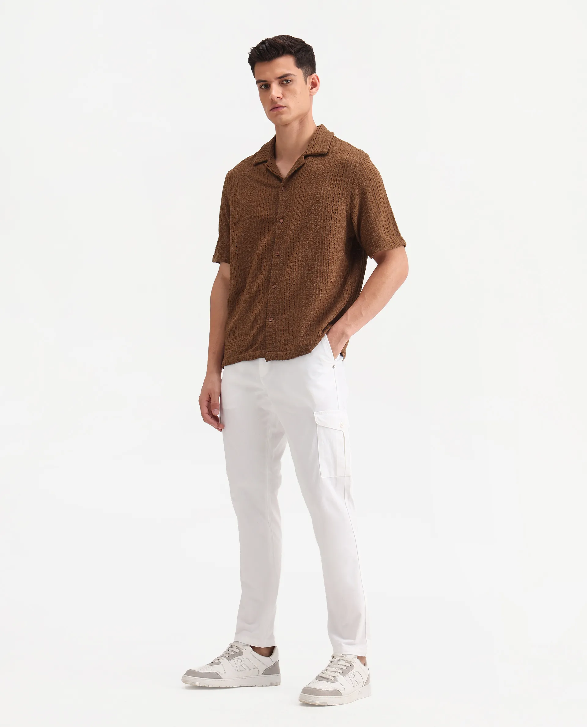 Rare Rabbit Men's Zipe White Cotton Plain Regular Fit Trouser - Image 7
