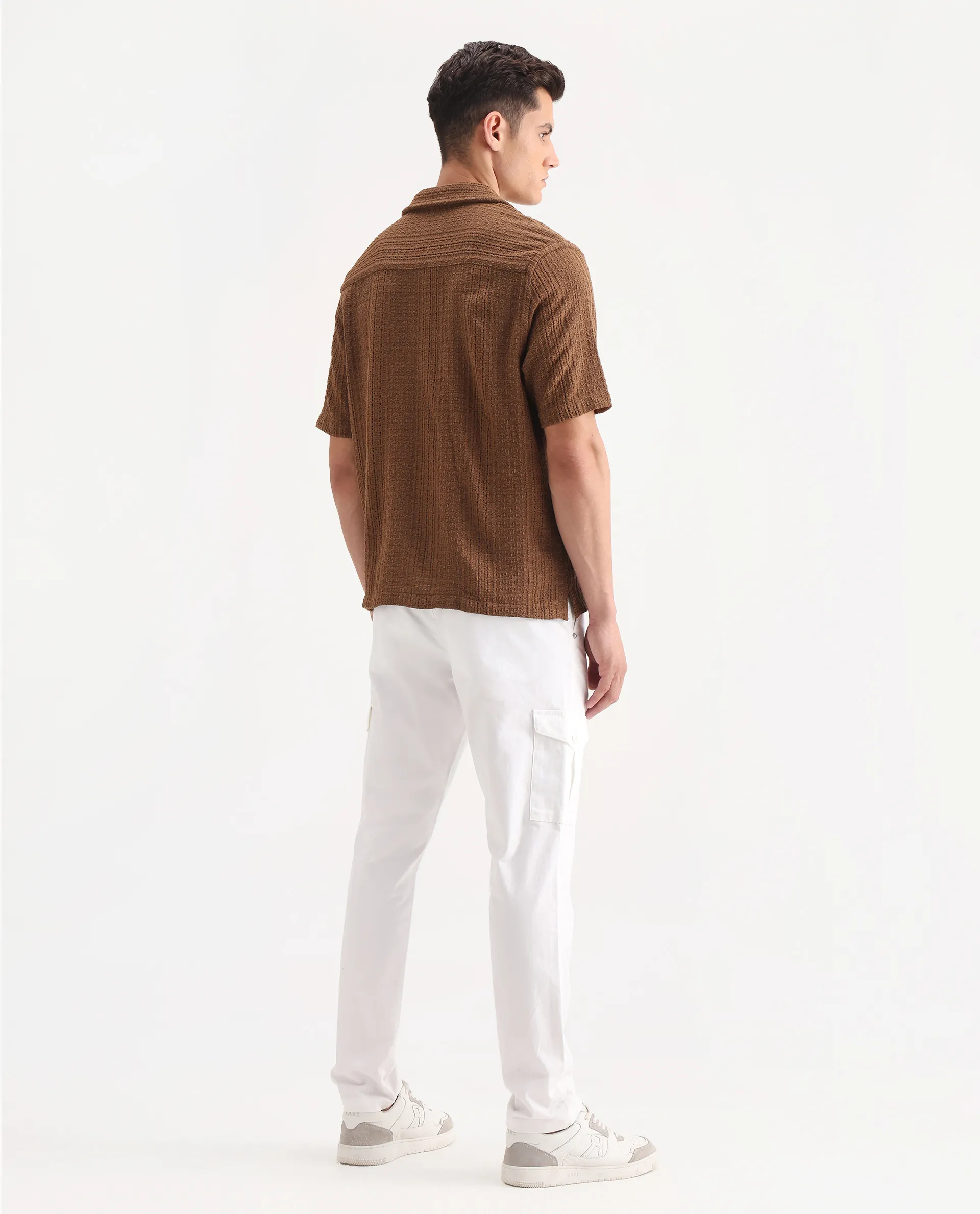 Rare Rabbit Men's Zipe White Cotton Plain Regular Fit Trouser - Image 8