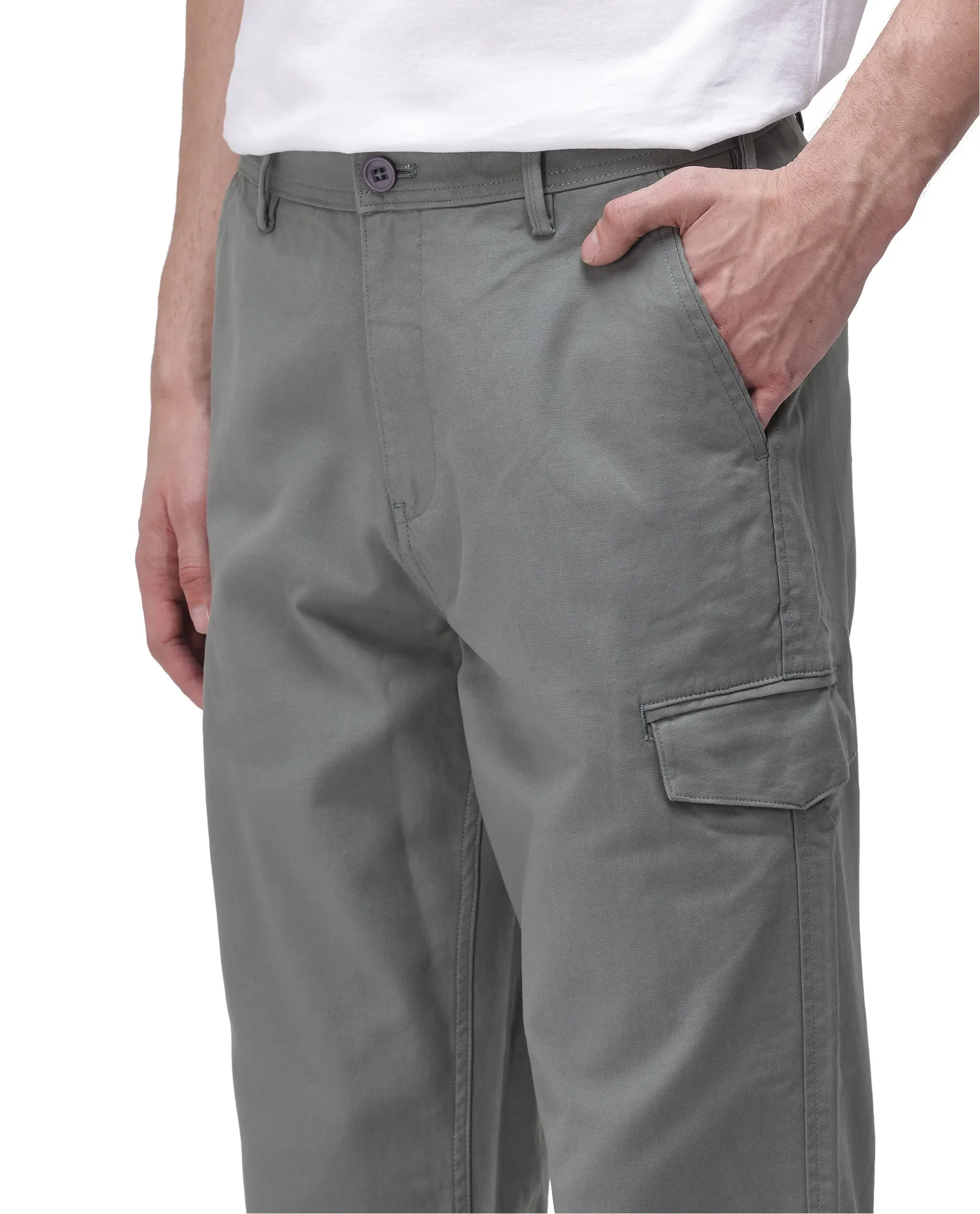 Rare Rabbit Men's Zipo Dark Green Cotton Plain Regular Fit Trouser - Image 3