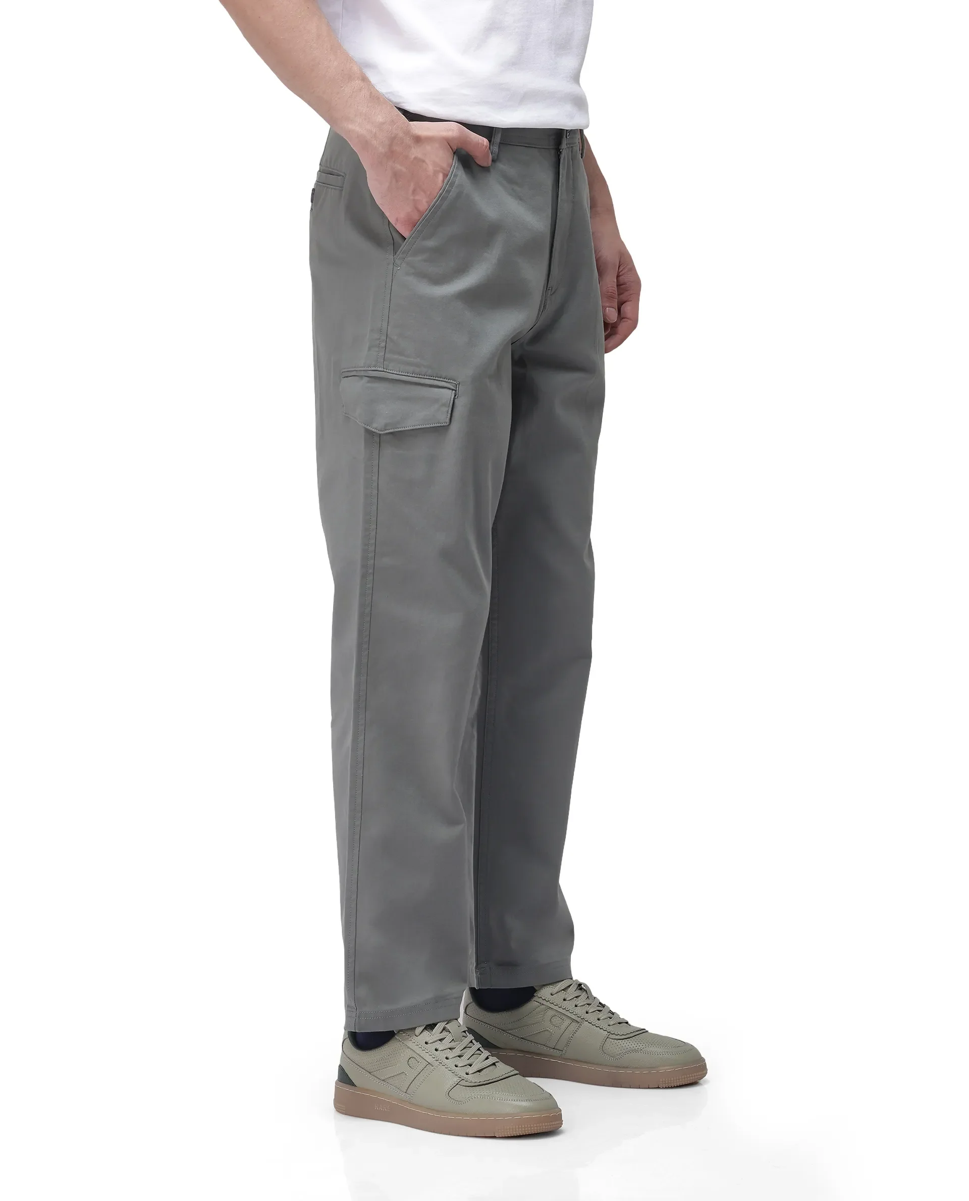 Rare Rabbit Men's Zipo Dark Green Cotton Plain Regular Fit Trouser - Image 5
