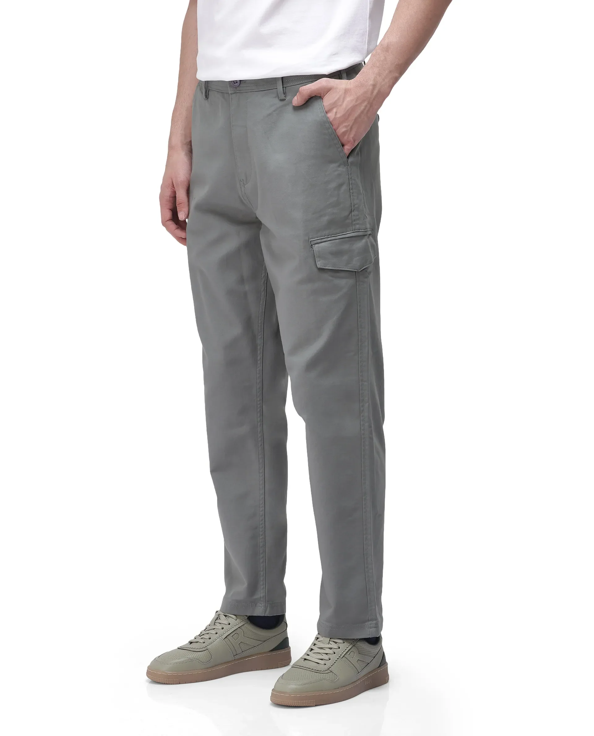 Rare Rabbit Men's Zipo Dark Green Cotton Plain Regular Fit Trouser - Image 6