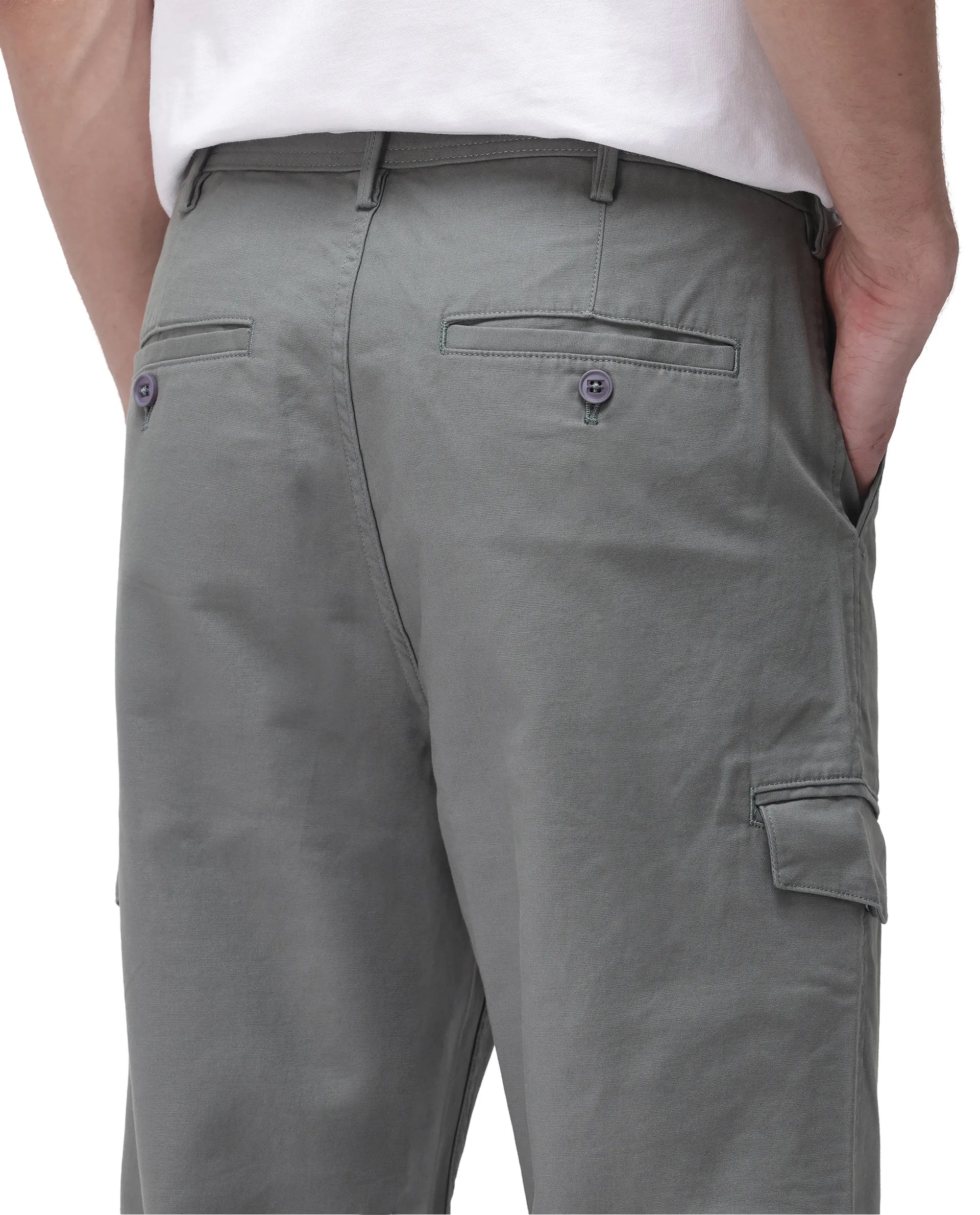 Rare Rabbit Men's Zipo Dark Green Cotton Plain Regular Fit Trouser - Image 7