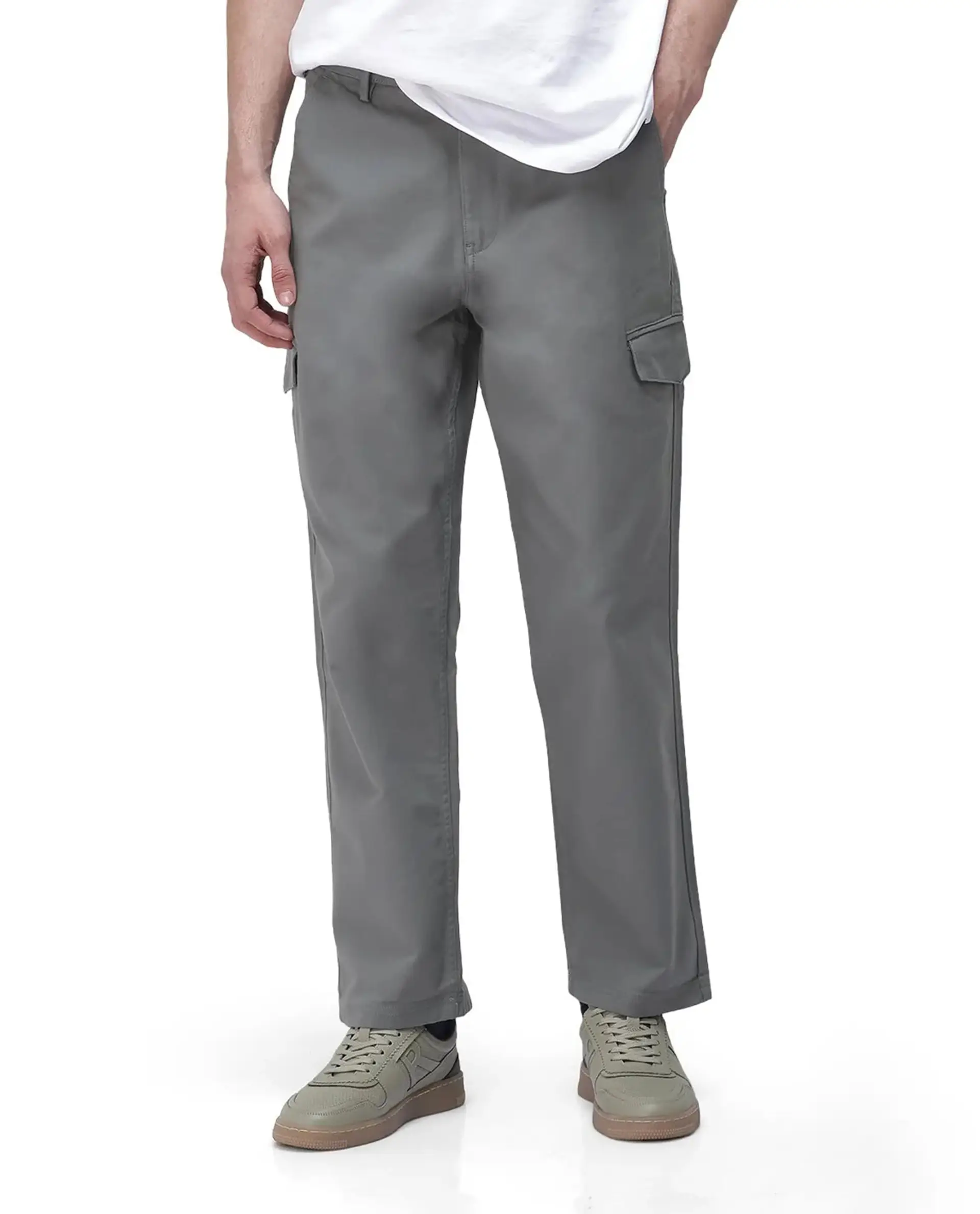 Rare Rabbit Men's Zipo Dark Green Cotton Plain Regular Fit Trouser - Image 9