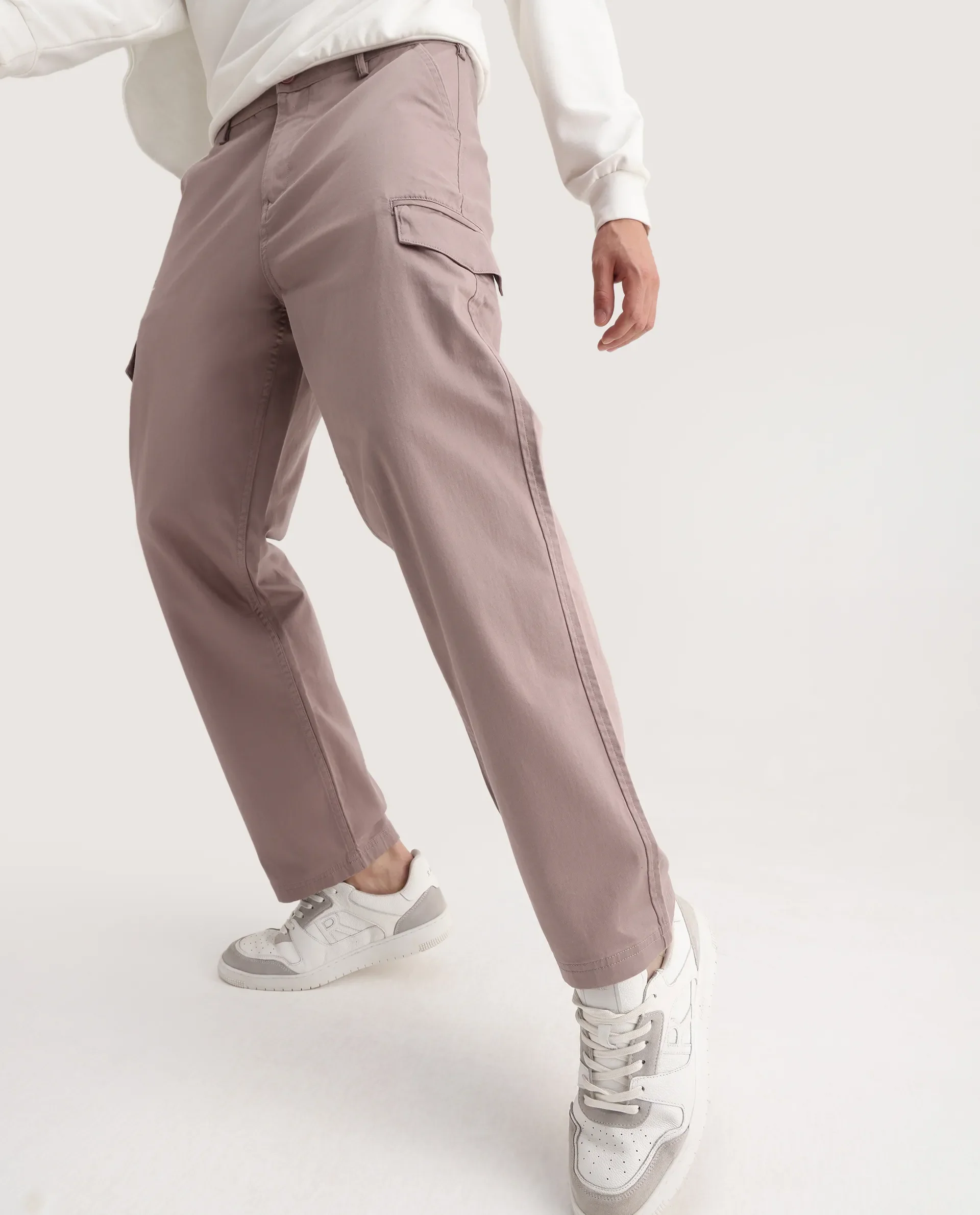 Rare Rabbit Men's Zipo Dusky Pink Cotton Plain Regular Fit Trouser - Image 2