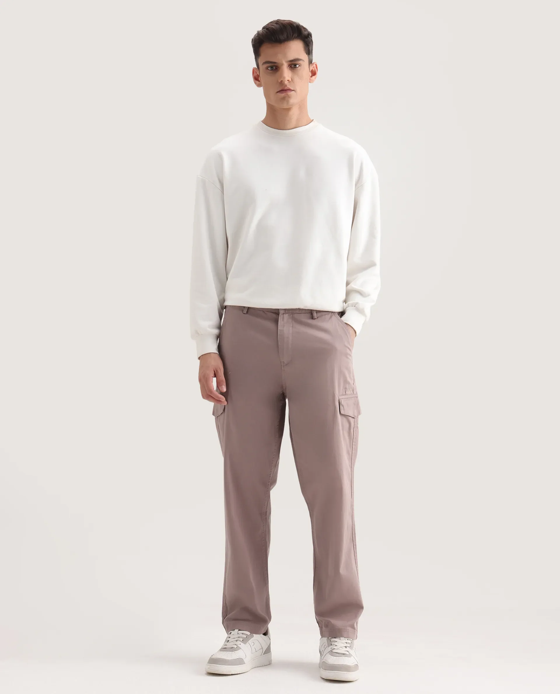 Rare Rabbit Men's Zipo Dusky Pink Cotton Plain Regular Fit Trouser - Image 7