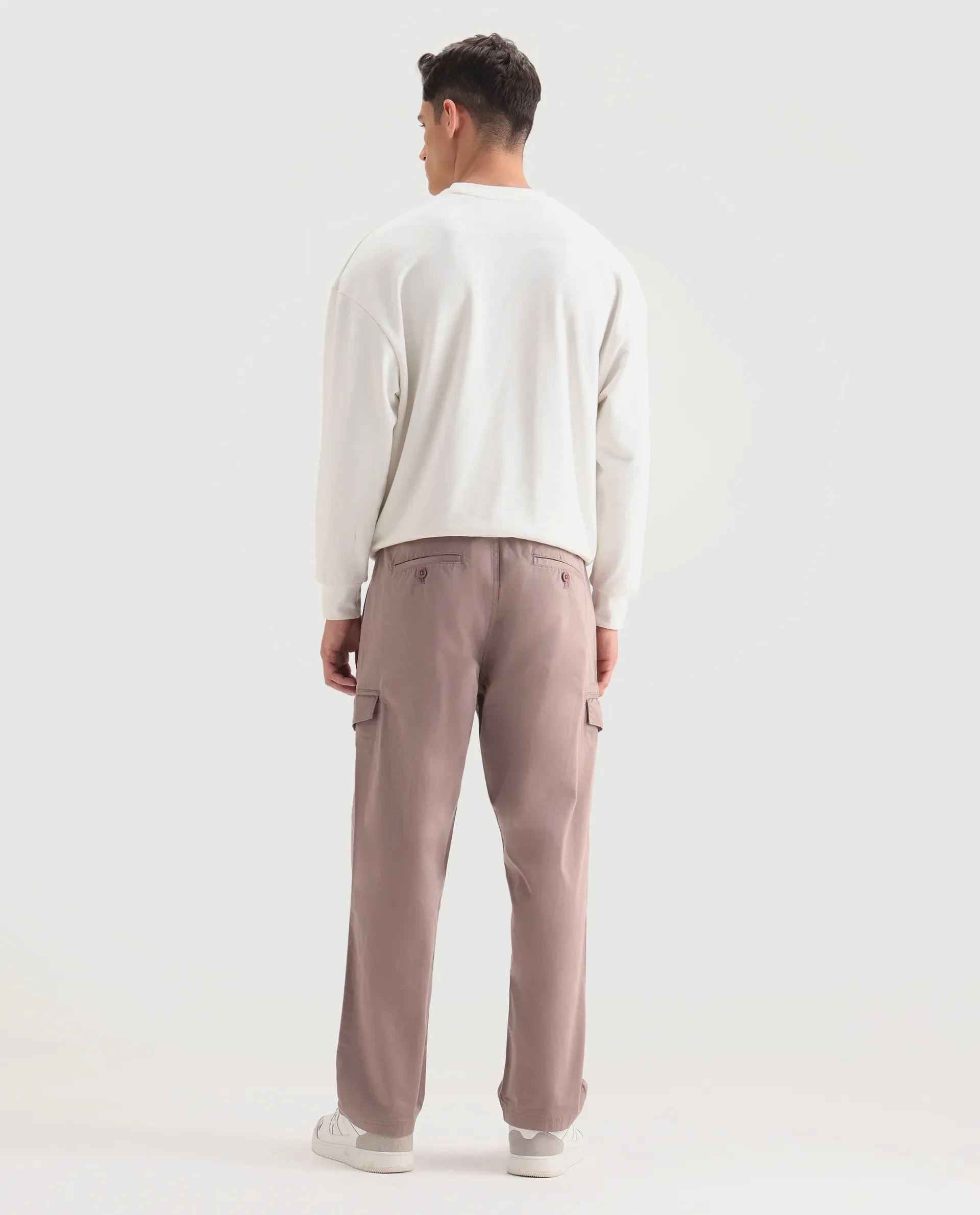 Rare Rabbit Men's Zipo Dusky Pink Cotton Plain Regular Fit Trouser - Image 8
