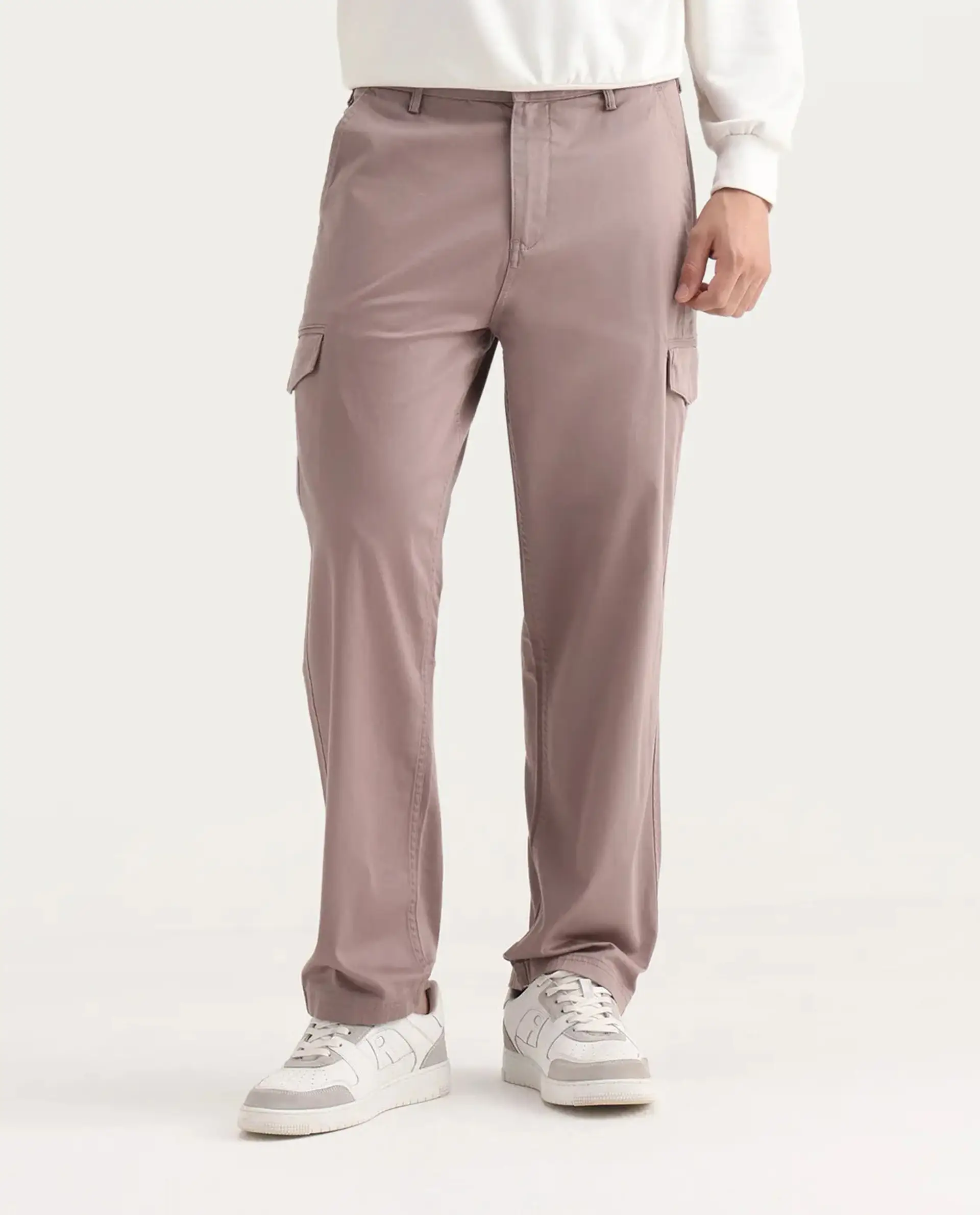 Rare Rabbit Men's Zipo Dusky Pink Cotton Plain Regular Fit Trouser - Image 9