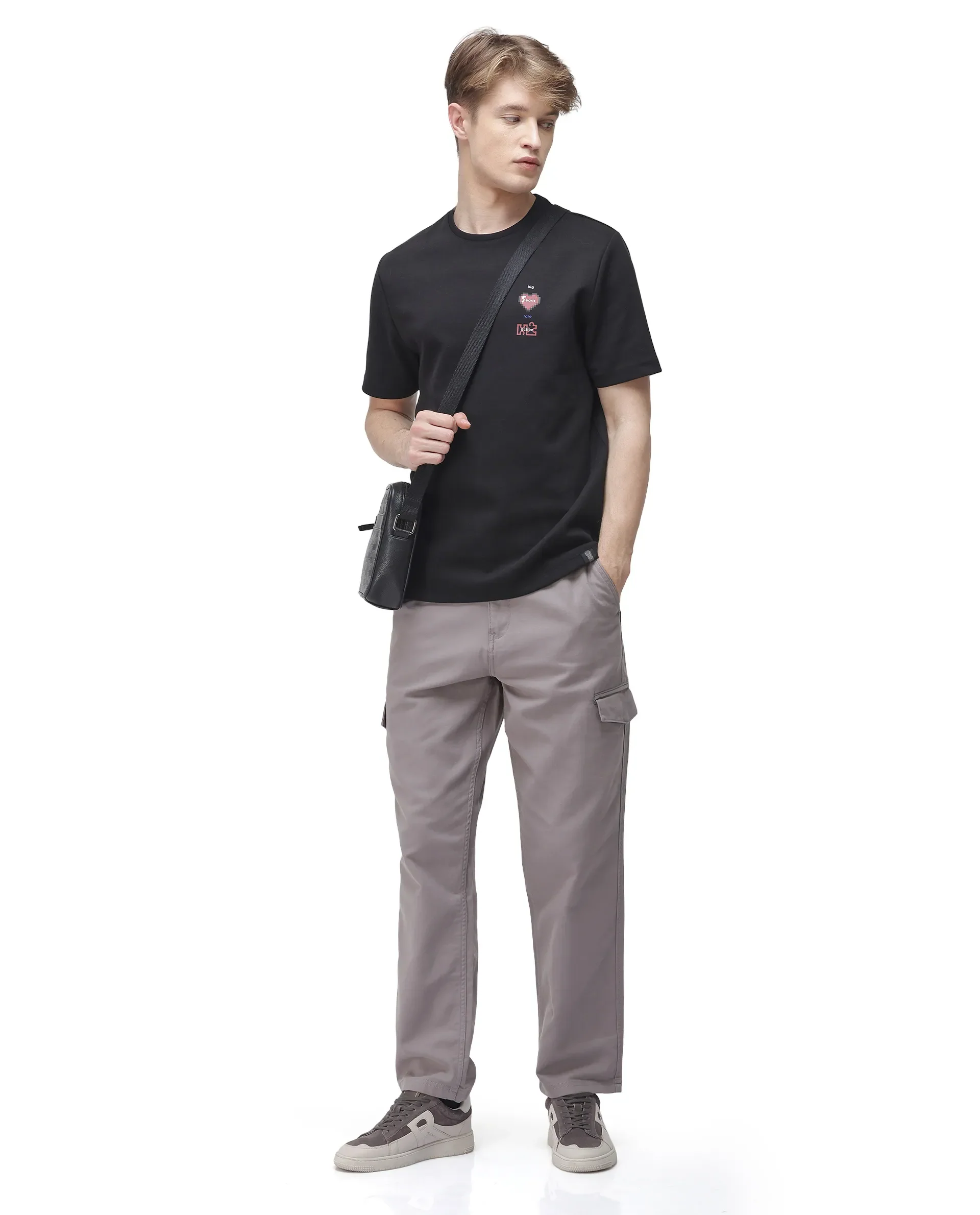 Rare Rabbit Men's Zipo Dark Grey Cotton Plain Regular Fit Trouser - Image 2