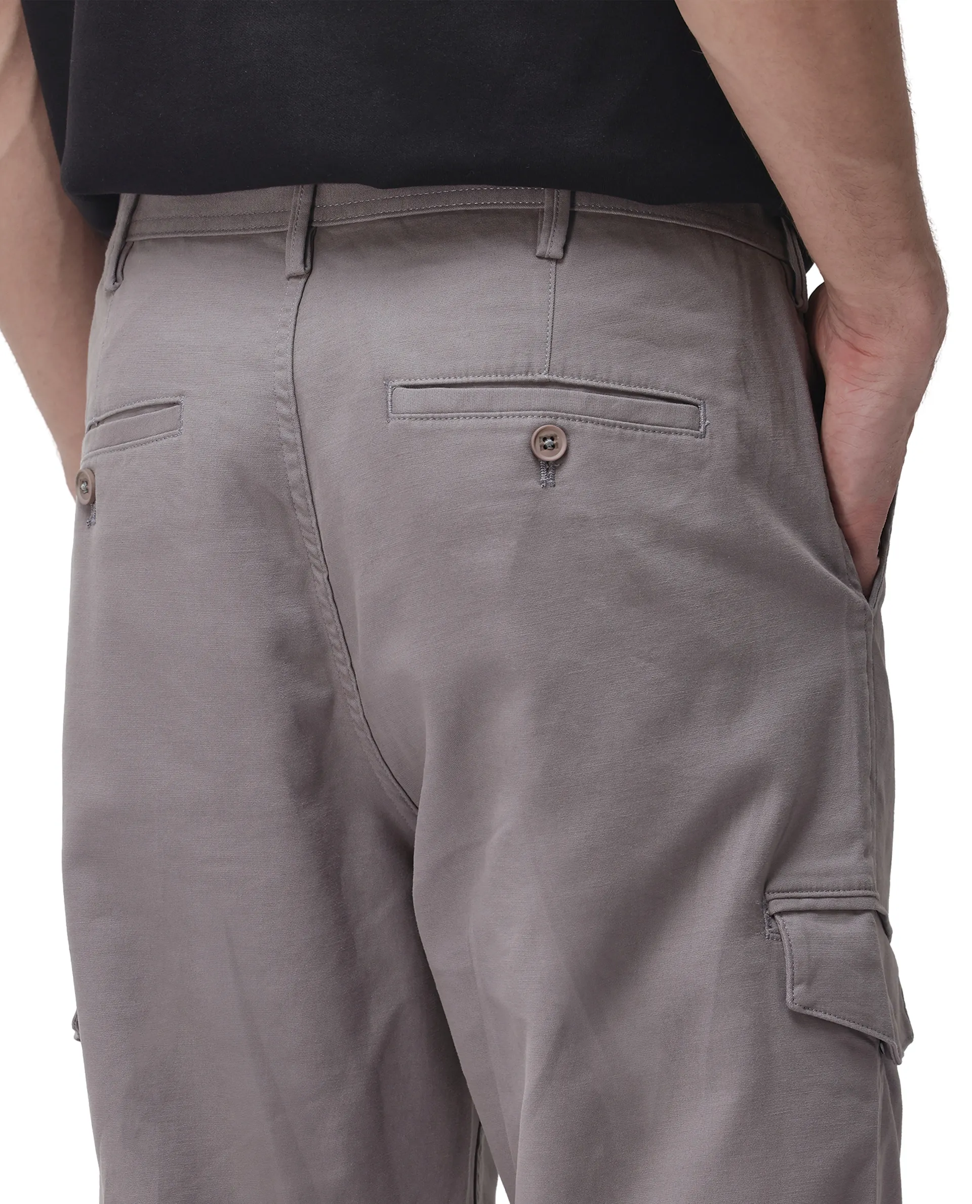 Rare Rabbit Men's Zipo Dark Grey Cotton Plain Regular Fit Trouser - Image 7