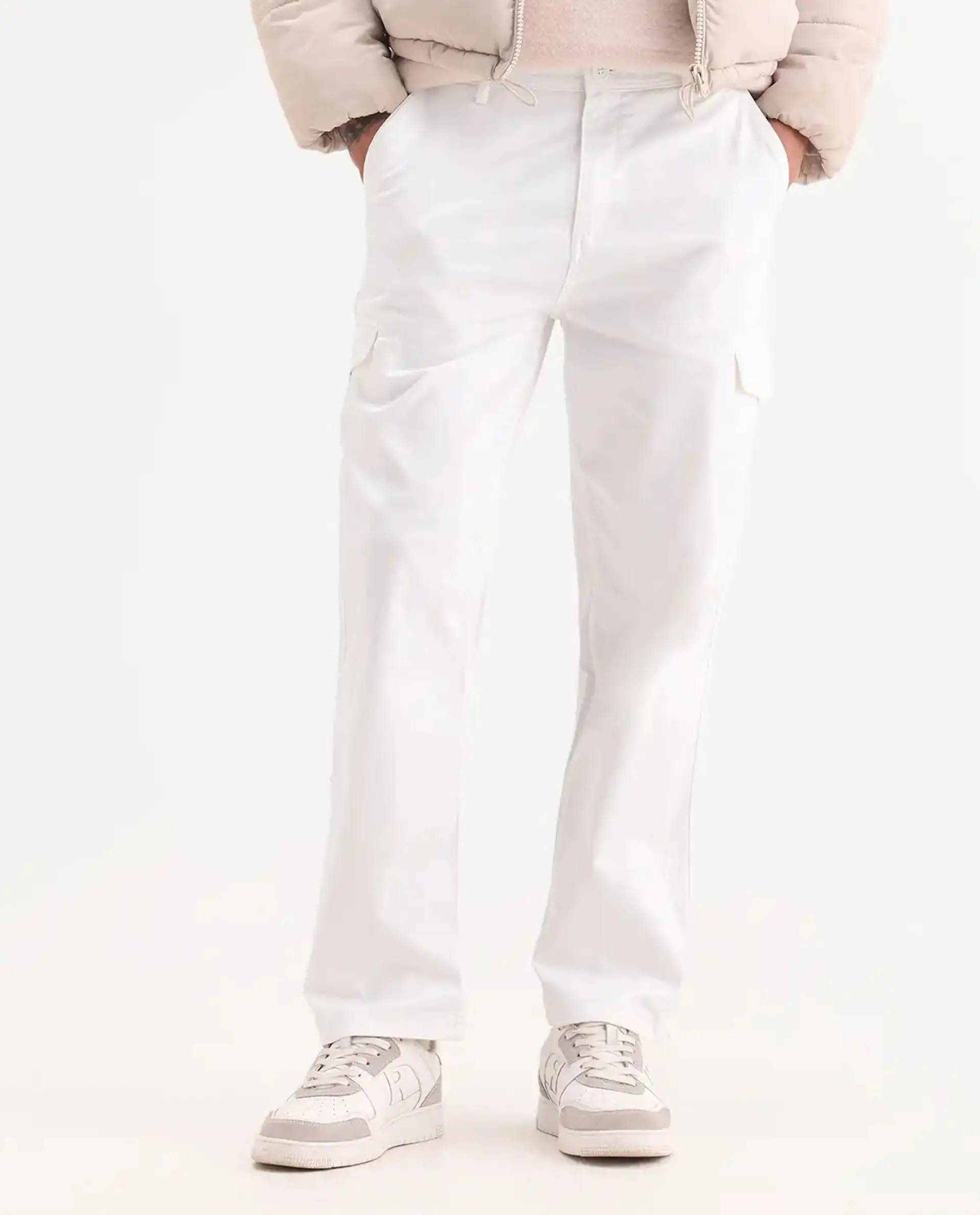 Rare Rabbit Men's Zipo White Cotton Plain Regular Fit Trouser - Image 9