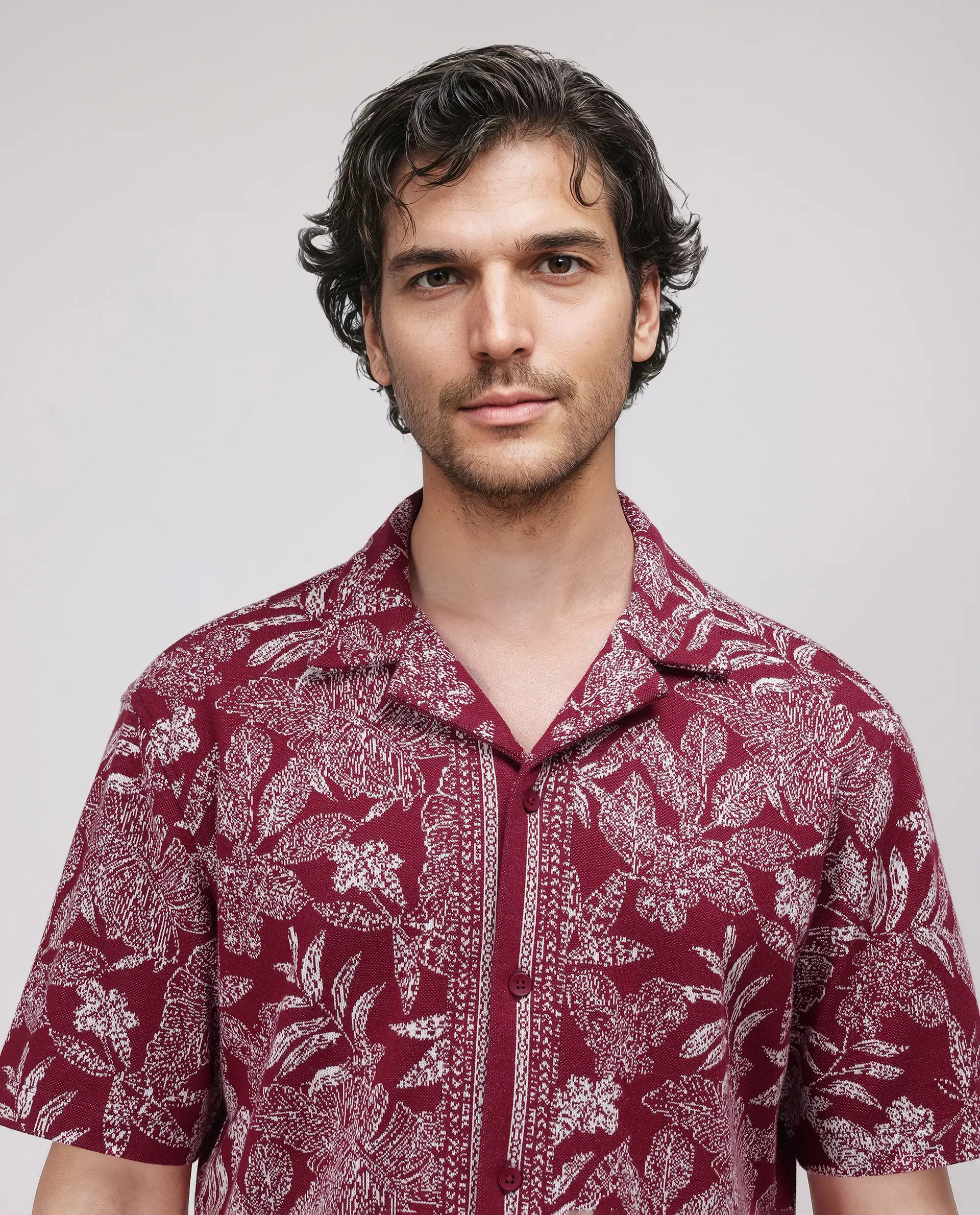 Rare Rabbit Men's Zira Maroon Cotton Floral Print Relaxed Fit Half Sleeve Cuban Collar Shirt - Image 7