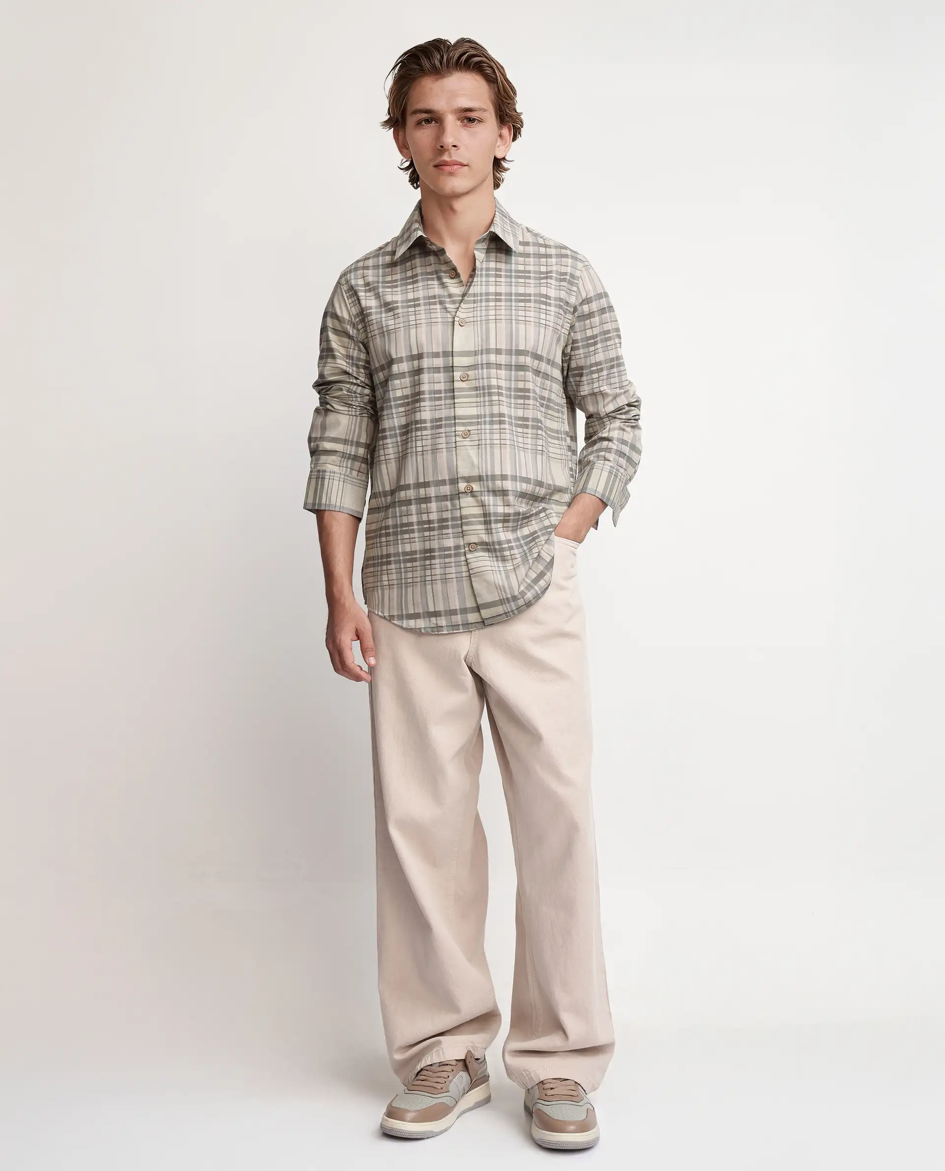 Rare Rabbit Men's Zircop Pastel Pink Cotton Checked Print Regular Fit Full Sleeve Collared Shirt - Image 2