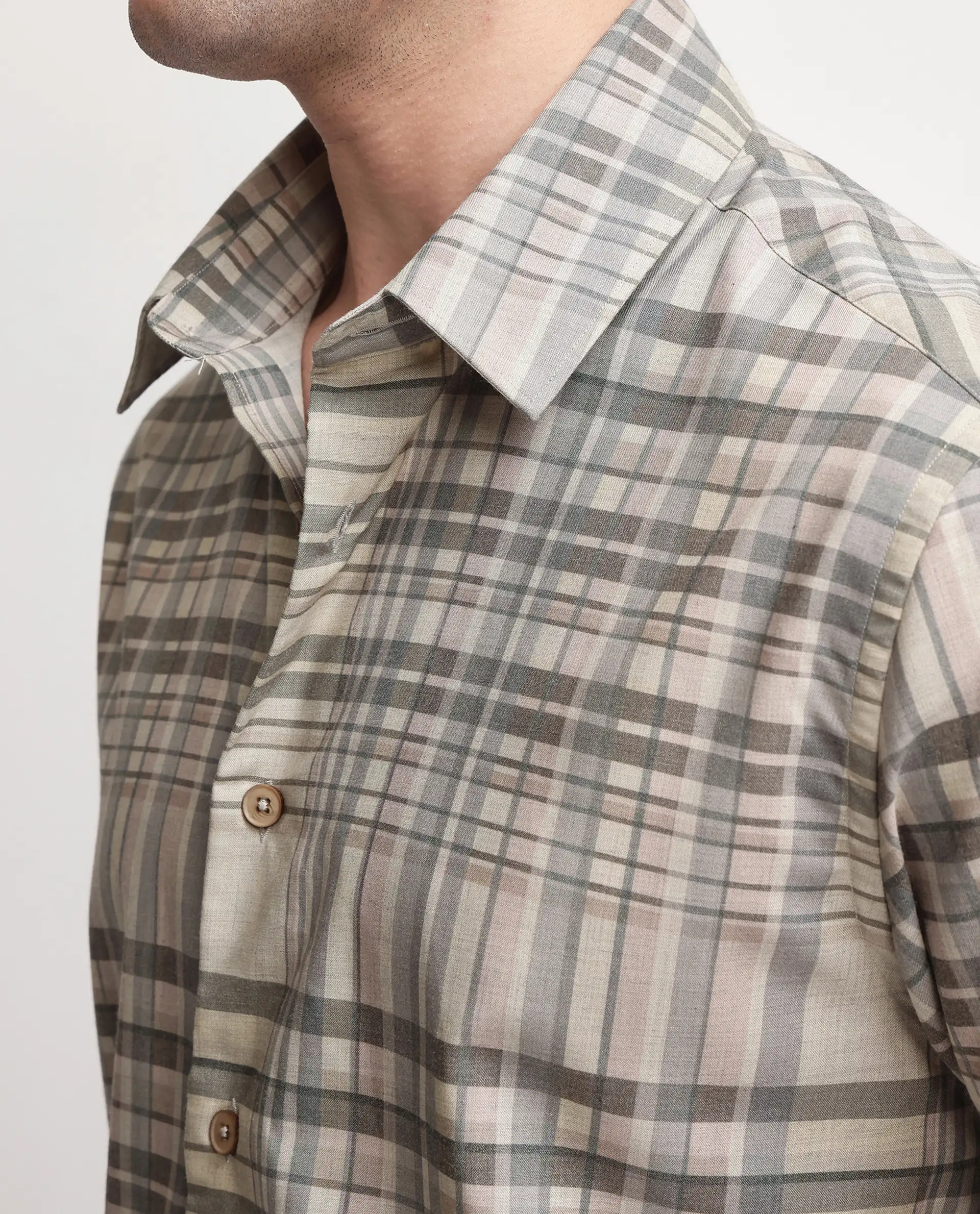 Rare Rabbit Men's Zircop Pastel Pink Cotton Checked Print Regular Fit Full Sleeve Collared Shirt - Image 3