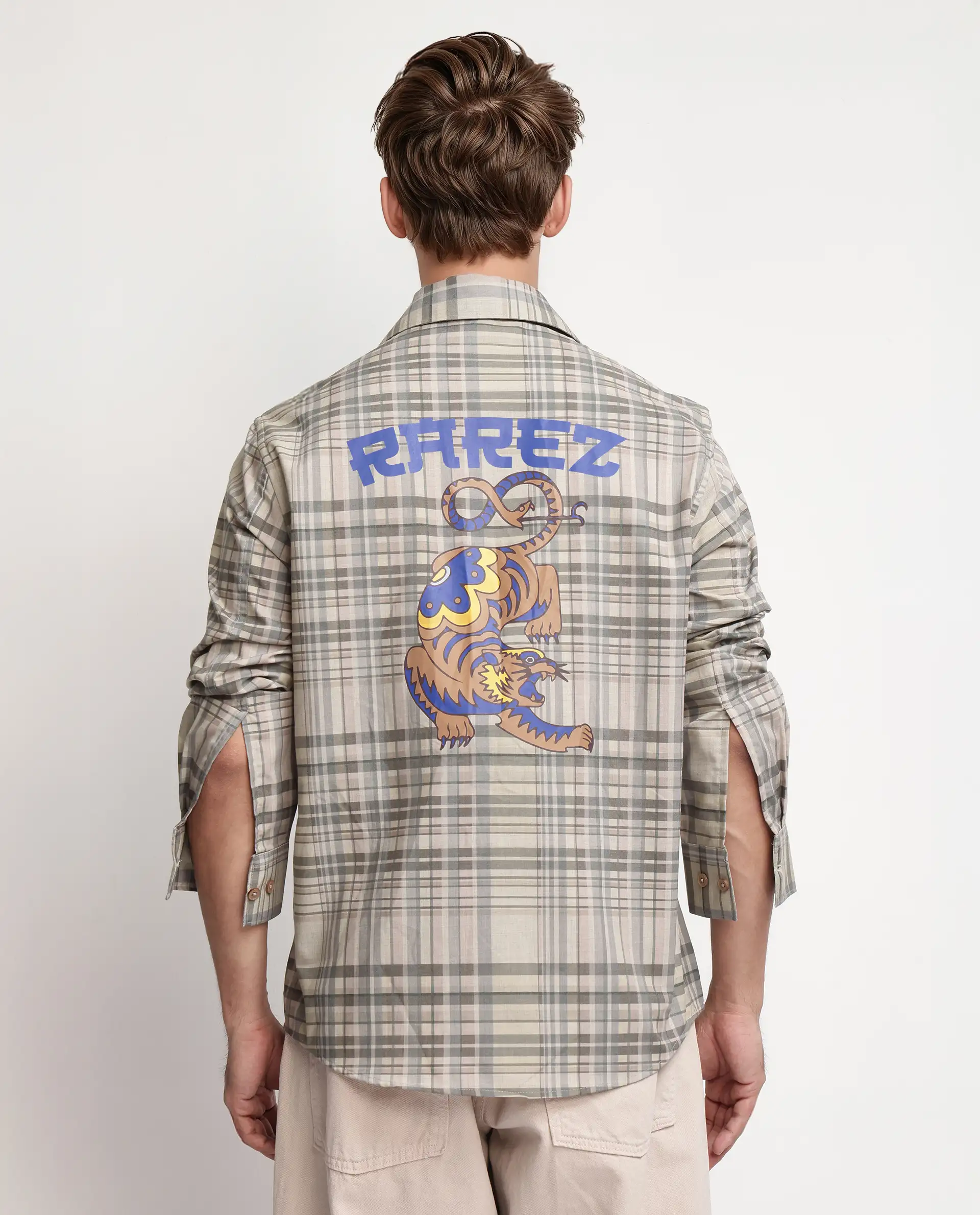 Rare Rabbit Men's Zircop Pastel Pink Cotton Checked Print Regular Fit Full Sleeve Collared Shirt - Image 4