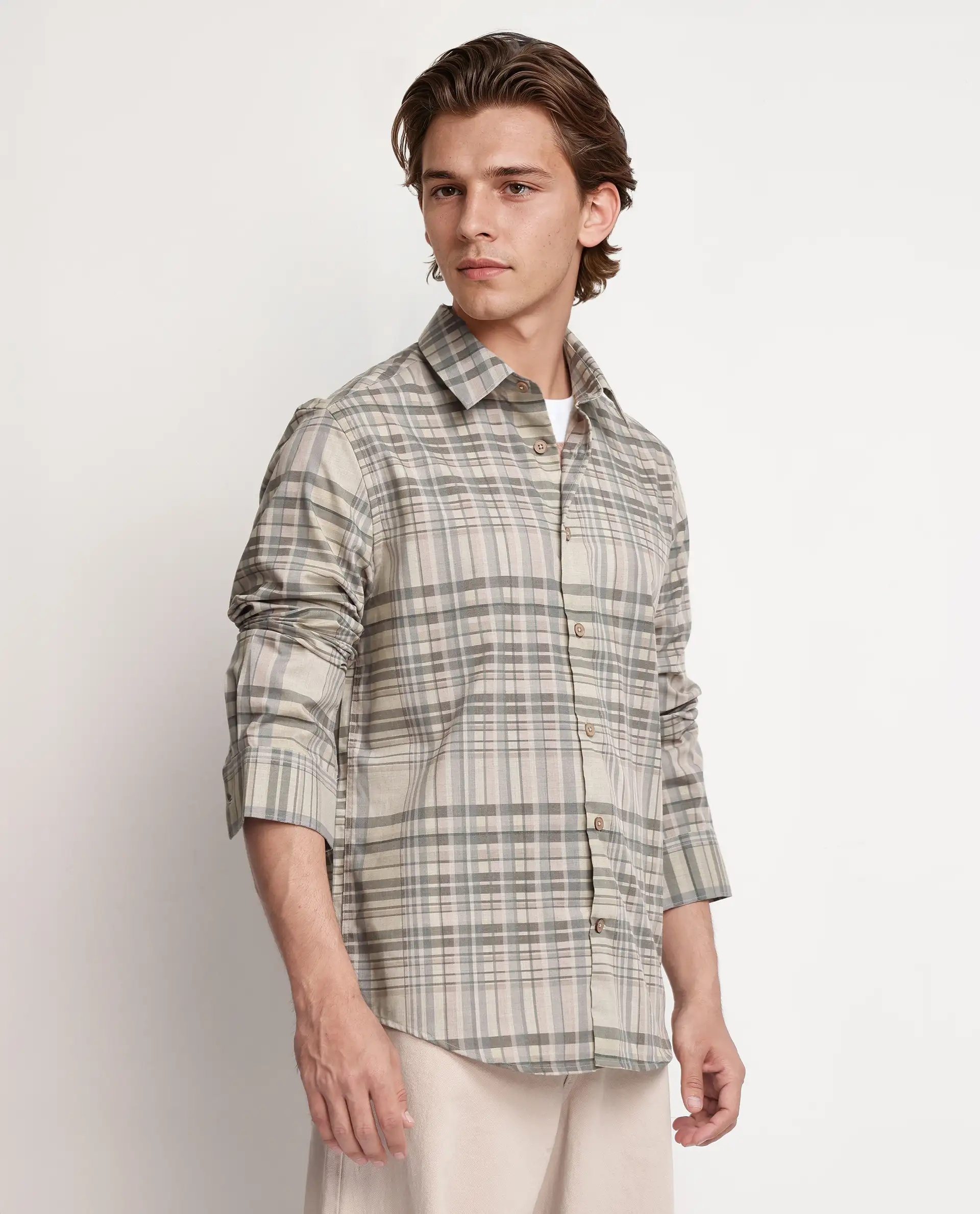 Rare Rabbit Men's Zircop Pastel Pink Cotton Checked Print Regular Fit Full Sleeve Collared Shirt - Image 7