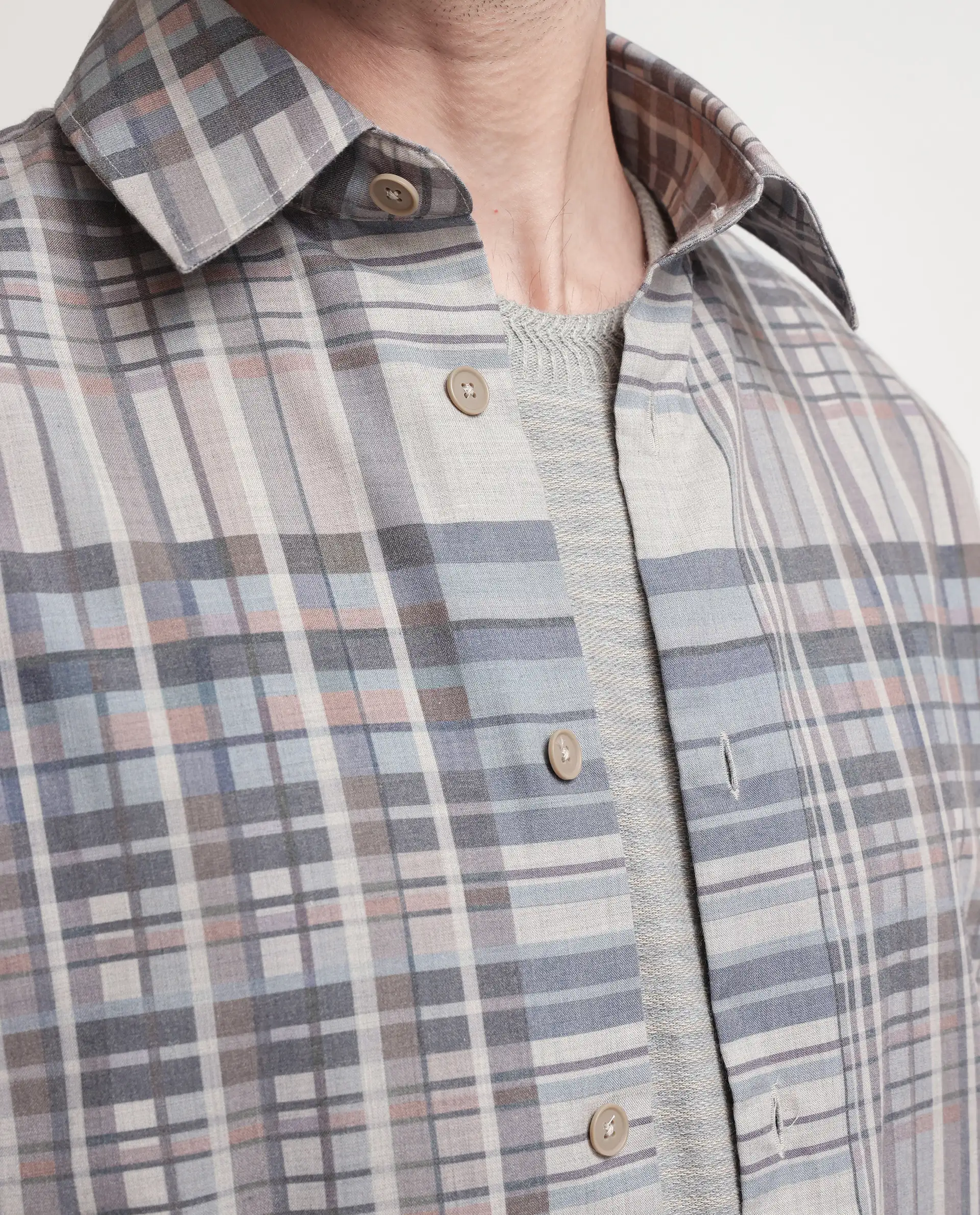 Rare Rabbit Men's Zircop Pastel Purple Cotton Checked Print Regular Fit Full Sleeve Collared Shirt - Image 3