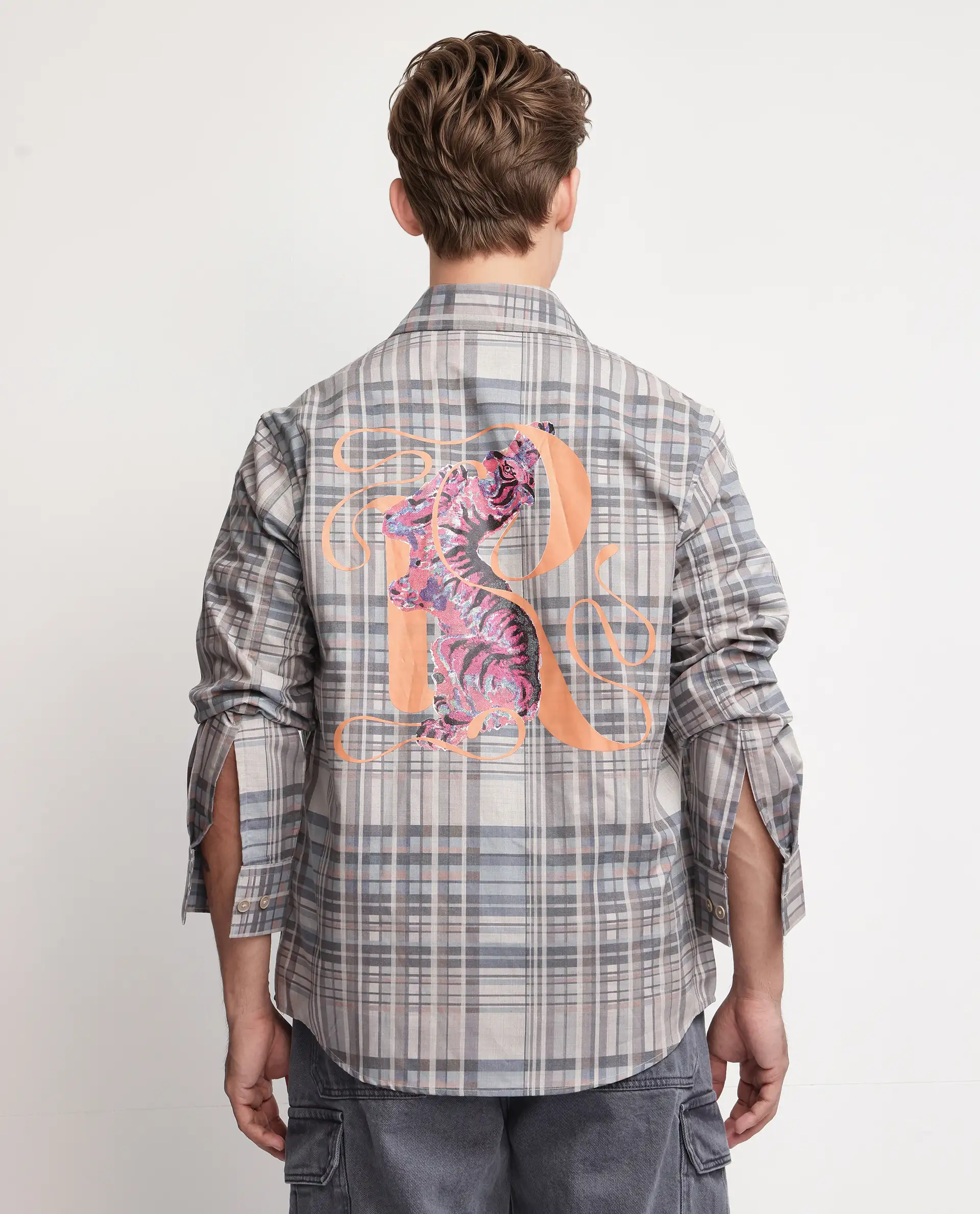 Rare Rabbit Men's Zircop Pastel Purple Cotton Checked Print Regular Fit Full Sleeve Collared Shirt - Image 5