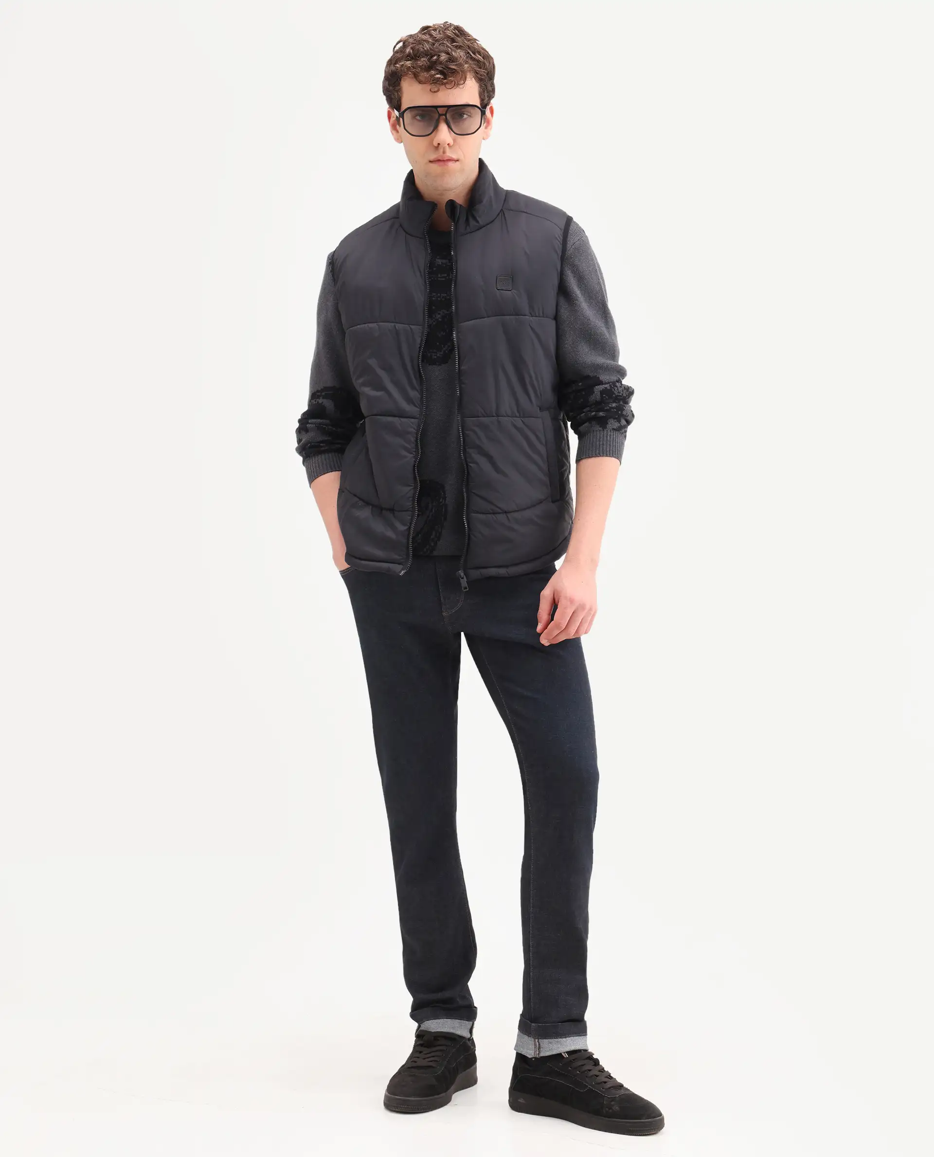 Rare Rabbit Men's Zire H Dark Navy Cotton Blend Fabric Shank And Zipper Hawk Slim Plain Jeans