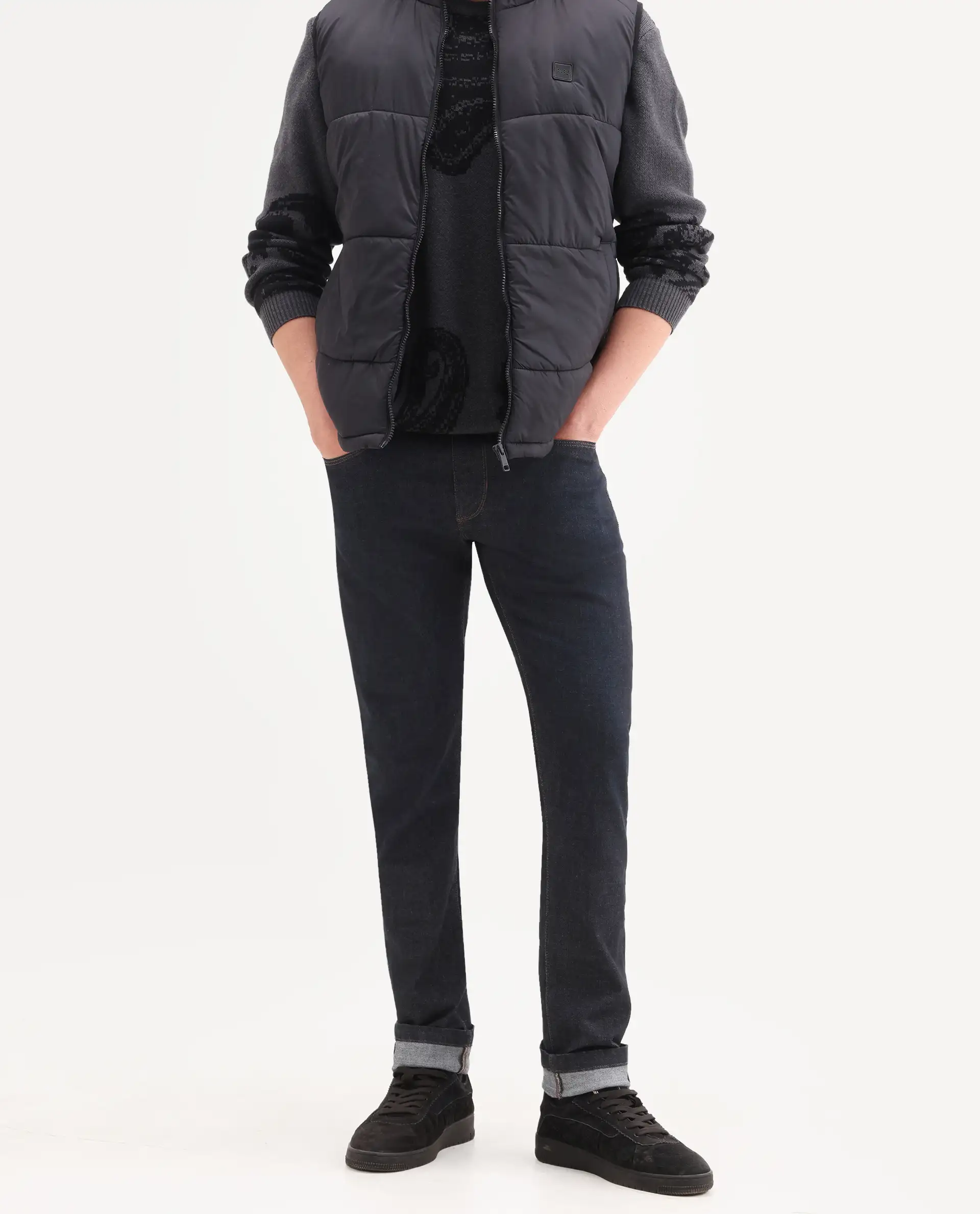 Rare Rabbit Men's Zire H Dark Navy Cotton Blend Fabric Shank And Zipper Hawk Slim Plain Jeans - Image 2