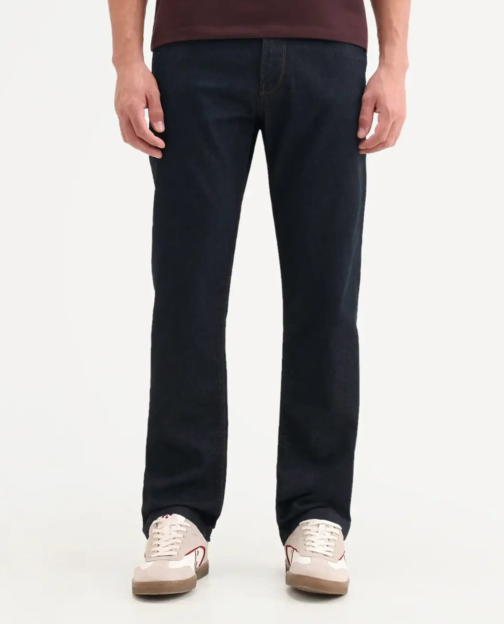 Rare Rabbit Men's Zire M Dark Navy Cotton Blend Fabric Shank And Zipper Morris Regular Plain Jeans - Image 9