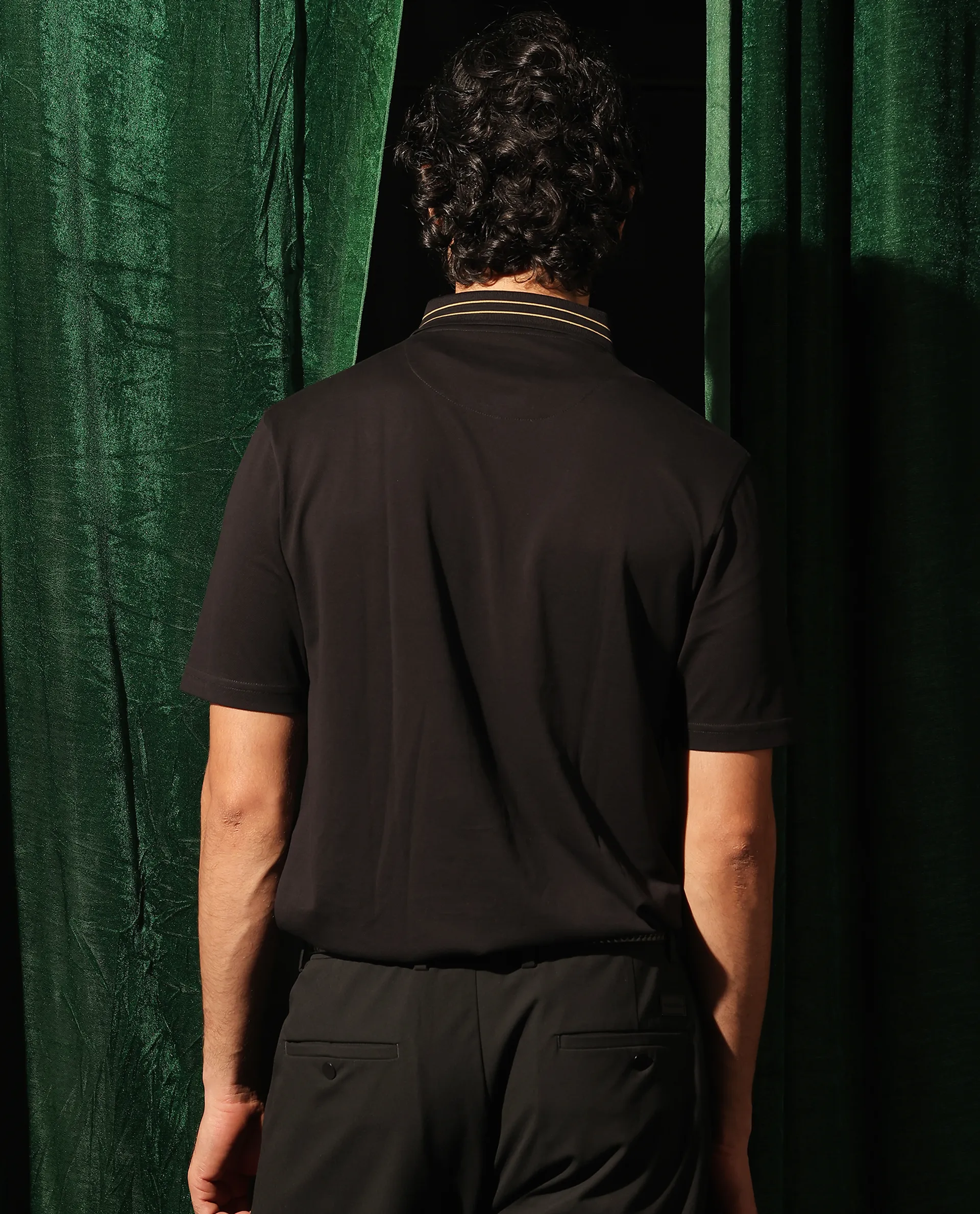 Rare Rabbit Men's Zire Black Cotton Plain Regular Fit Half Sleeve Polo - Image 8