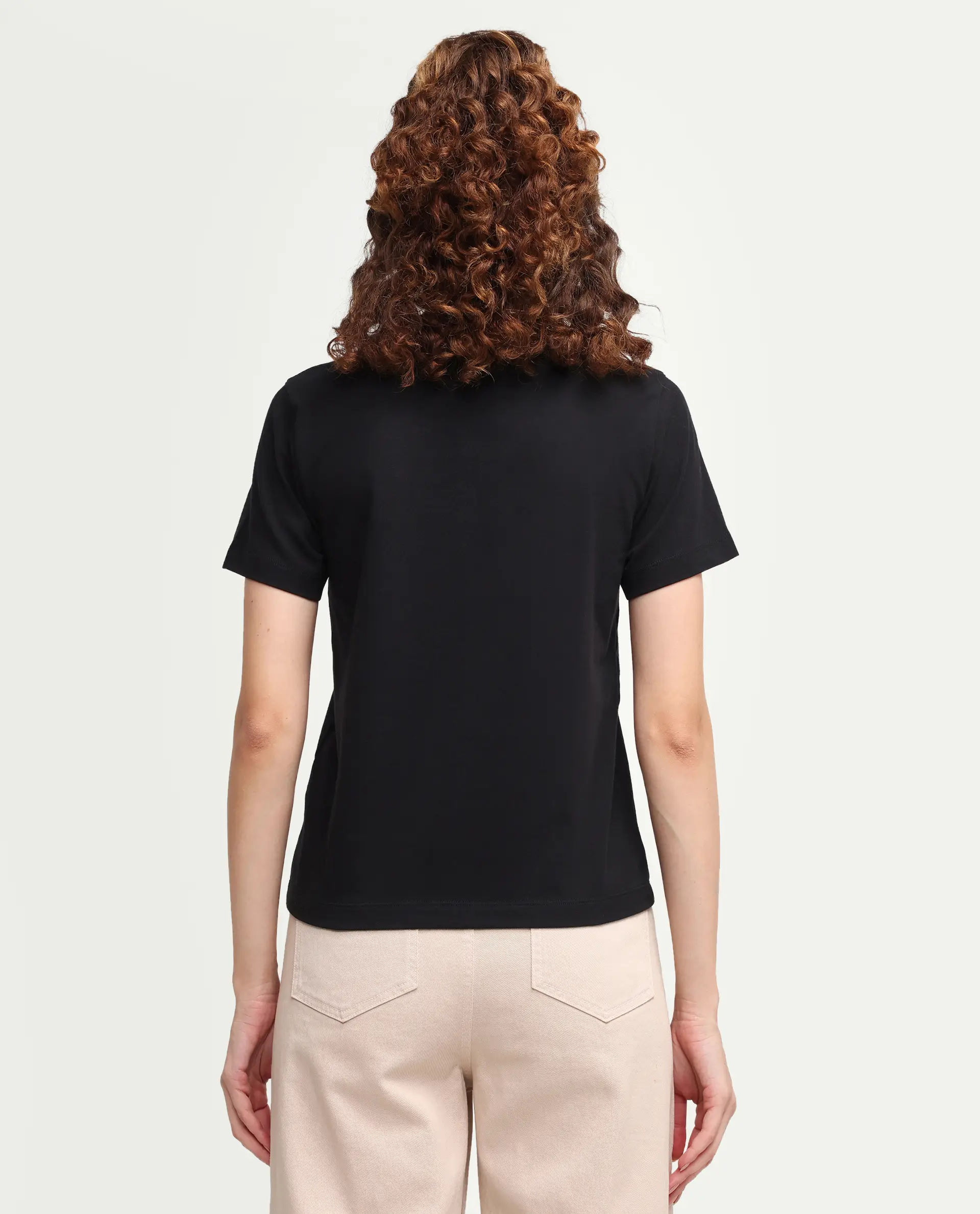 Rareism Women's Zism Black Cotton Blend Crew Neck Pull-On Regular Graphic Print T-Shirt - Image 7
