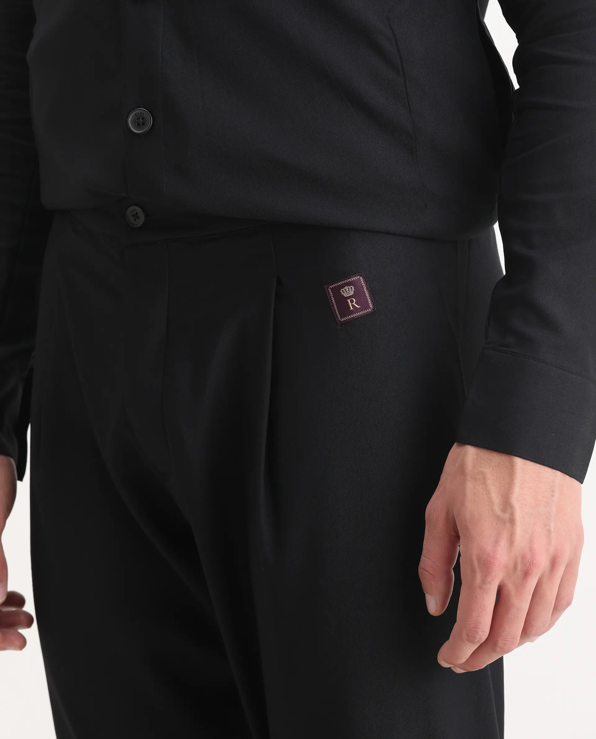 Rare Rabbit Men's Ziva Black Velvet Plain Tailored Fit Sleeveless Mandarin Collar Bandhgala - Image 3