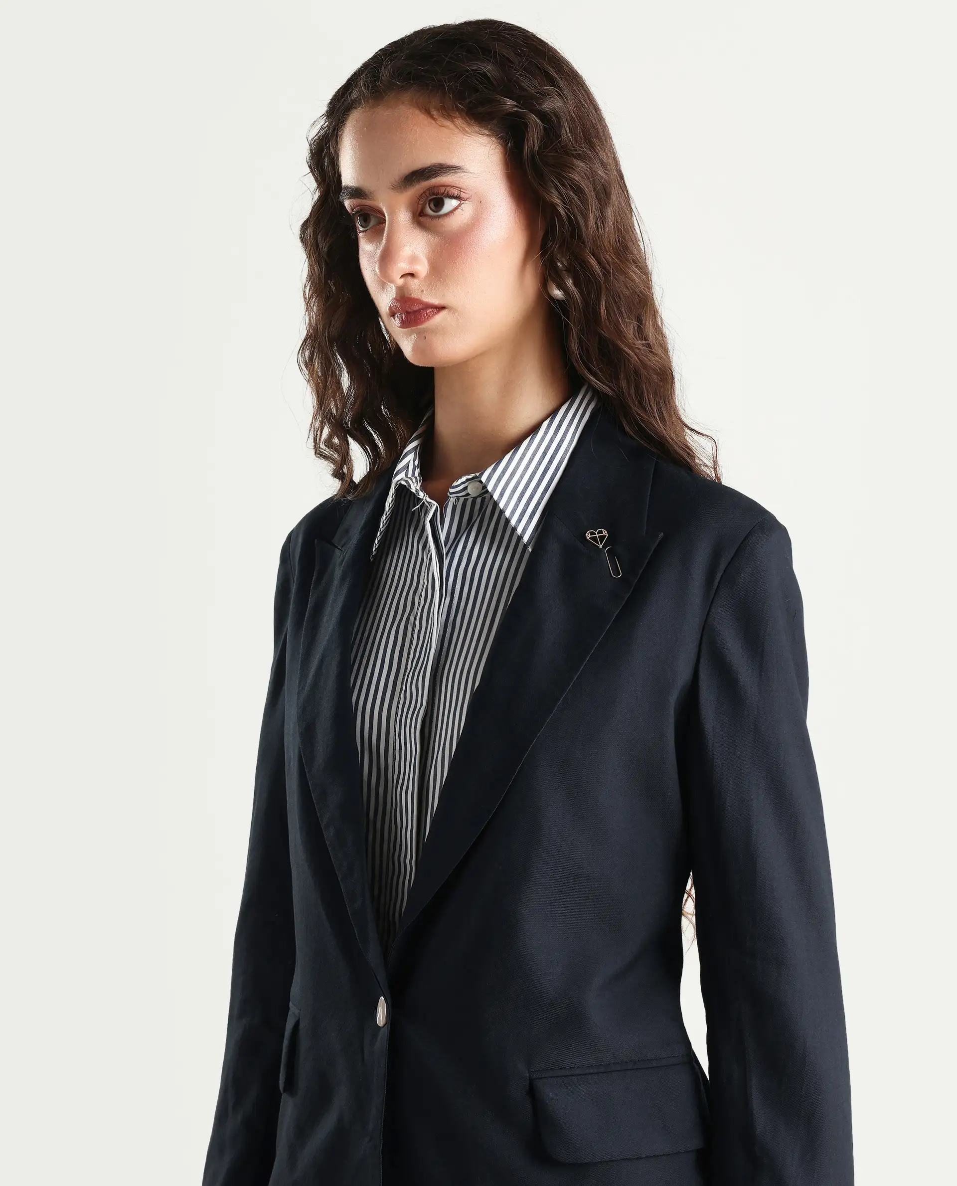 Rareism Women's Ziva Black Polyester Lapel Neck Plain Tailored Blazer - Image 4