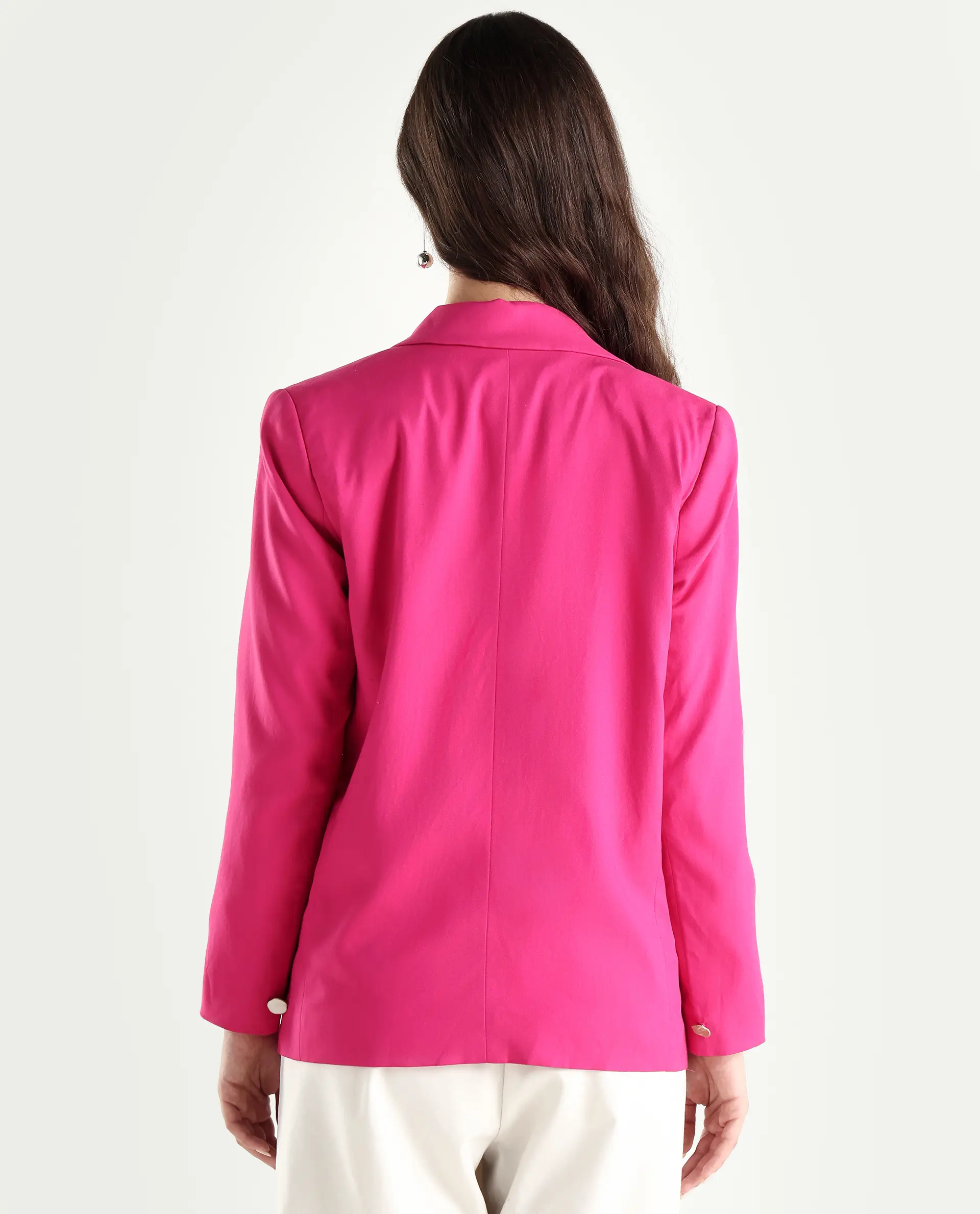 Rareism Women's Ziva Pink Polyester Lapel Neck Plain Tailored Blazer - Image 7