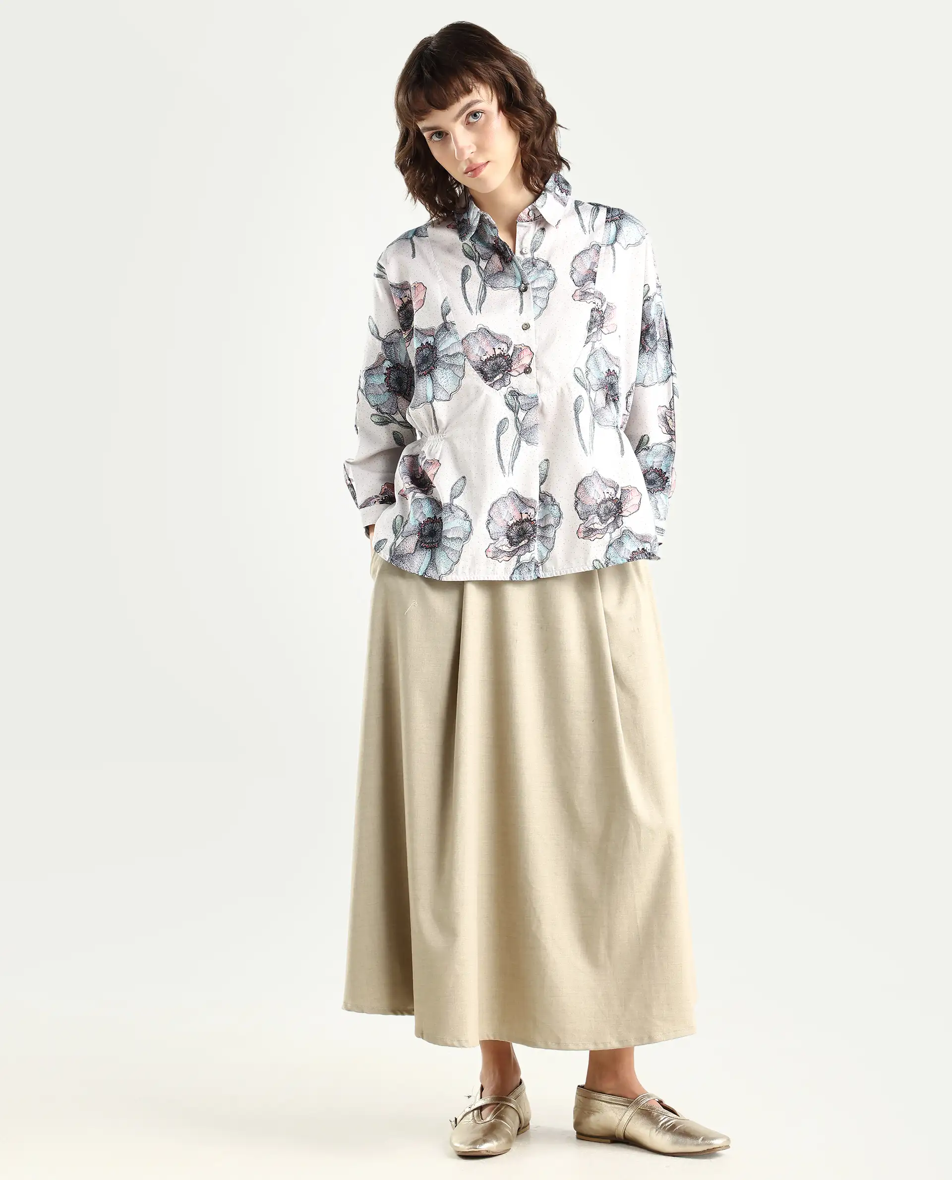 Rareism Women's Zobi Multi Drop Collar Floral Print Kimono Sleeve Regular Fit Top - Image 2