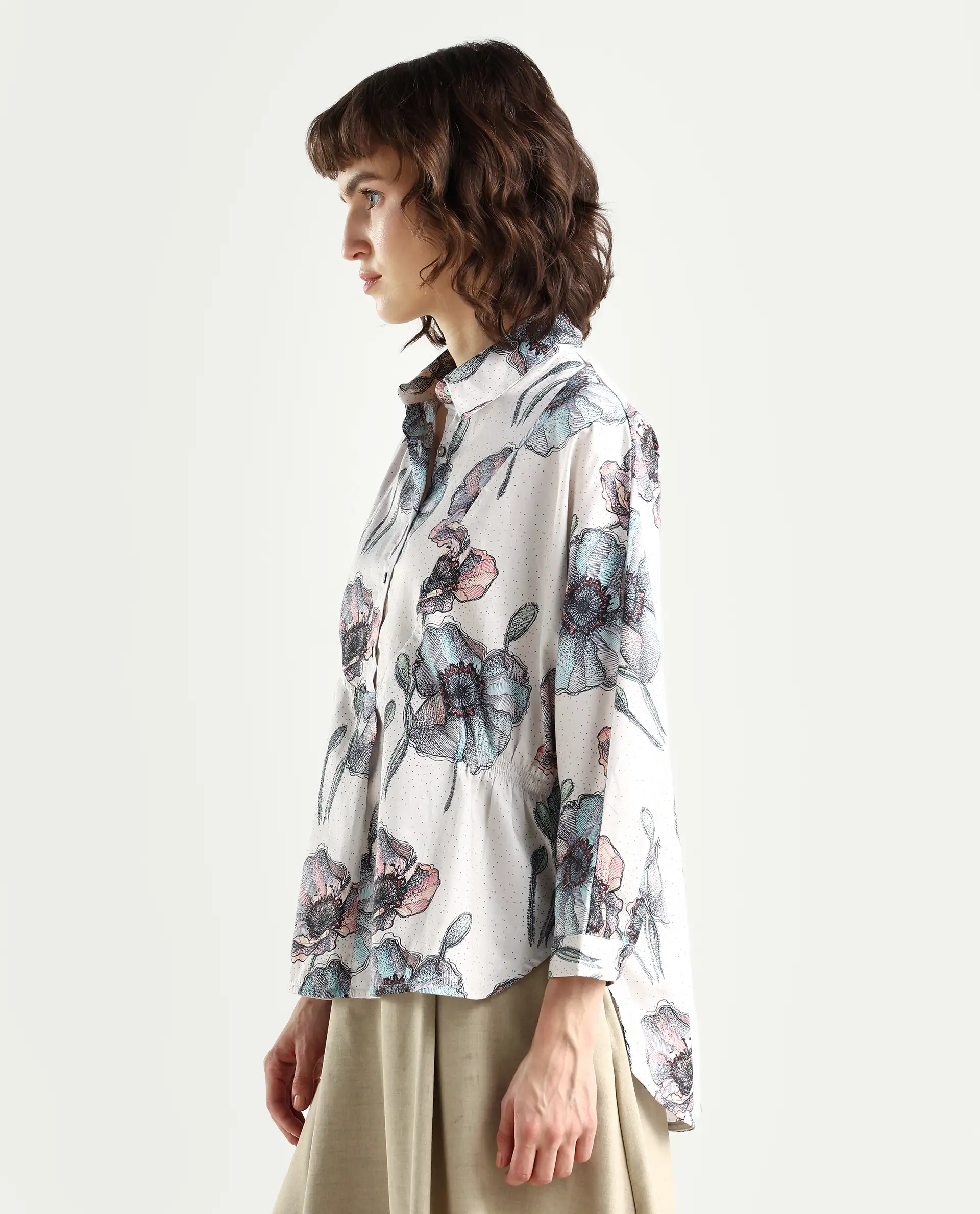 Rareism Women's Zobi Multi Drop Collar Floral Print Kimono Sleeve Regular Fit Top - Image 5