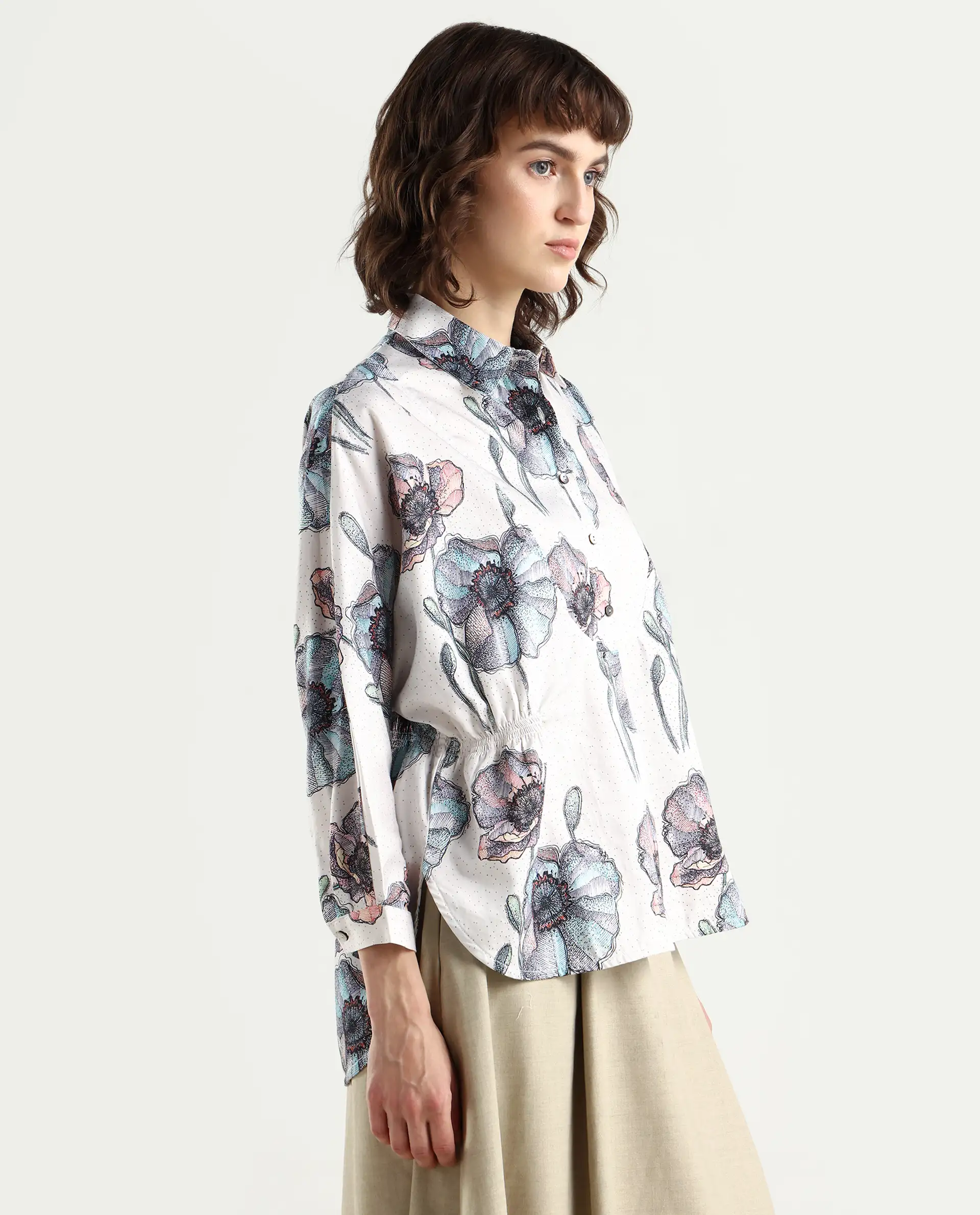 Rareism Women's Zobi Multi Drop Collar Floral Print Kimono Sleeve Regular Fit Top - Image 6