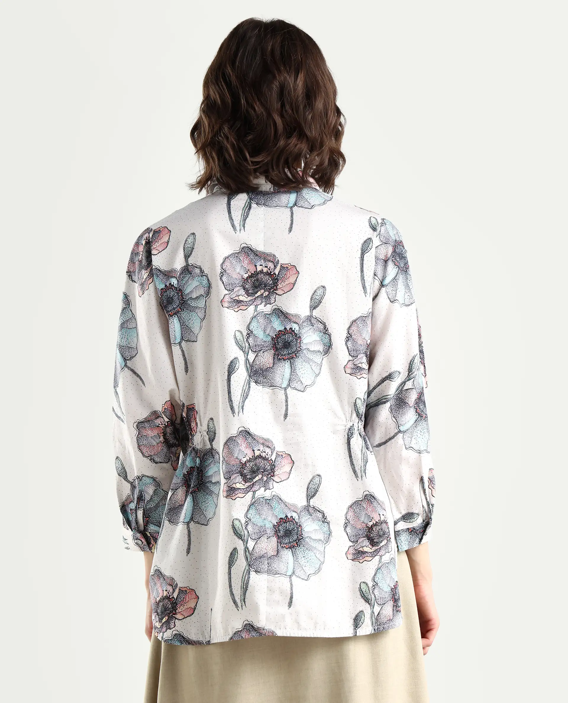 Rareism Women's Zobi Multi Drop Collar Floral Print Kimono Sleeve Regular Fit Top - Image 7
