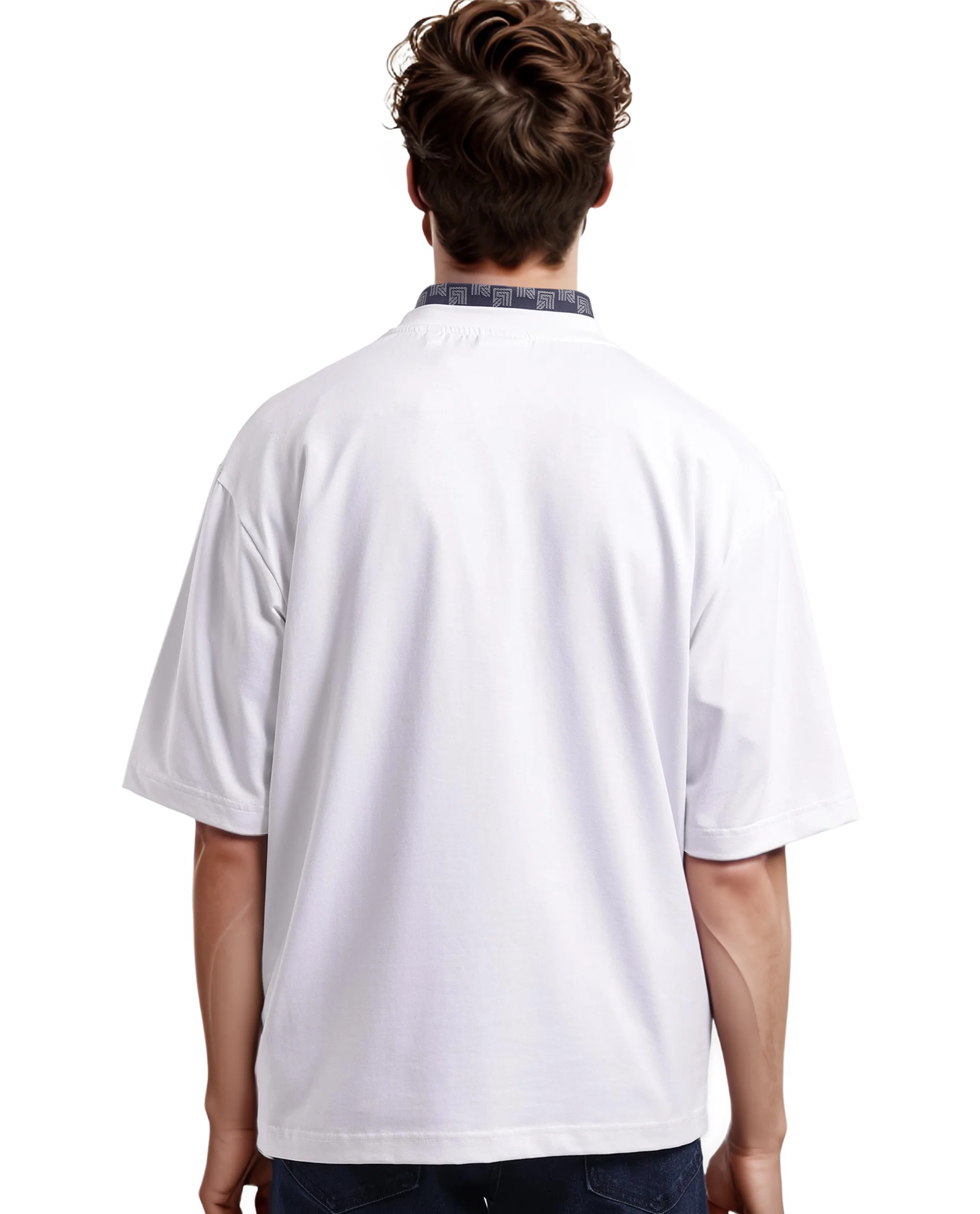 Rare Rabbit Men's Cotton Blend Monogram Print Oversized Fit Half Sleeve Crew Neck T-Shirt - Image 11